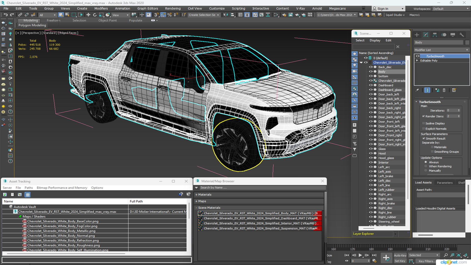 3D Chevrolet Silverado EV RST White 2024 Simplified model