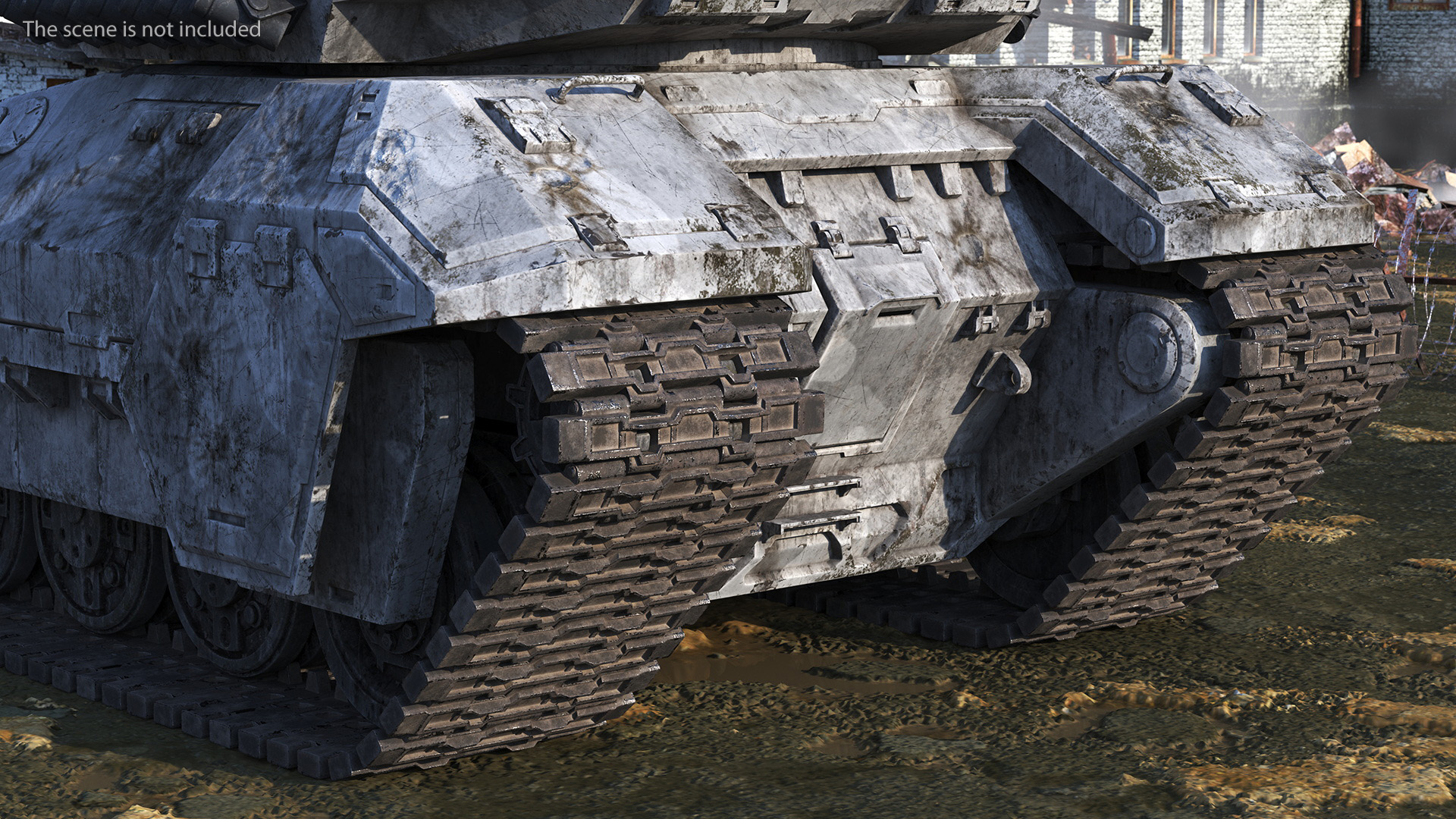 3D Futuristic Battle Tank with Damage Rigged