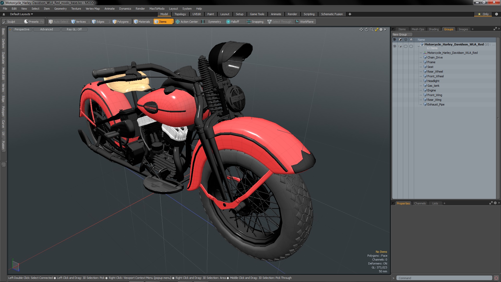 Motorcycle Harley-Davidson WLA Red 3D model