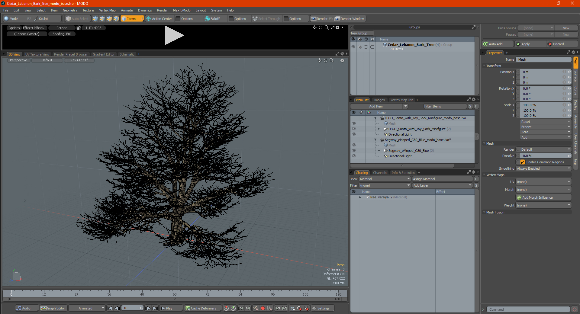 3D Cedar Lebanon Bark Tree model