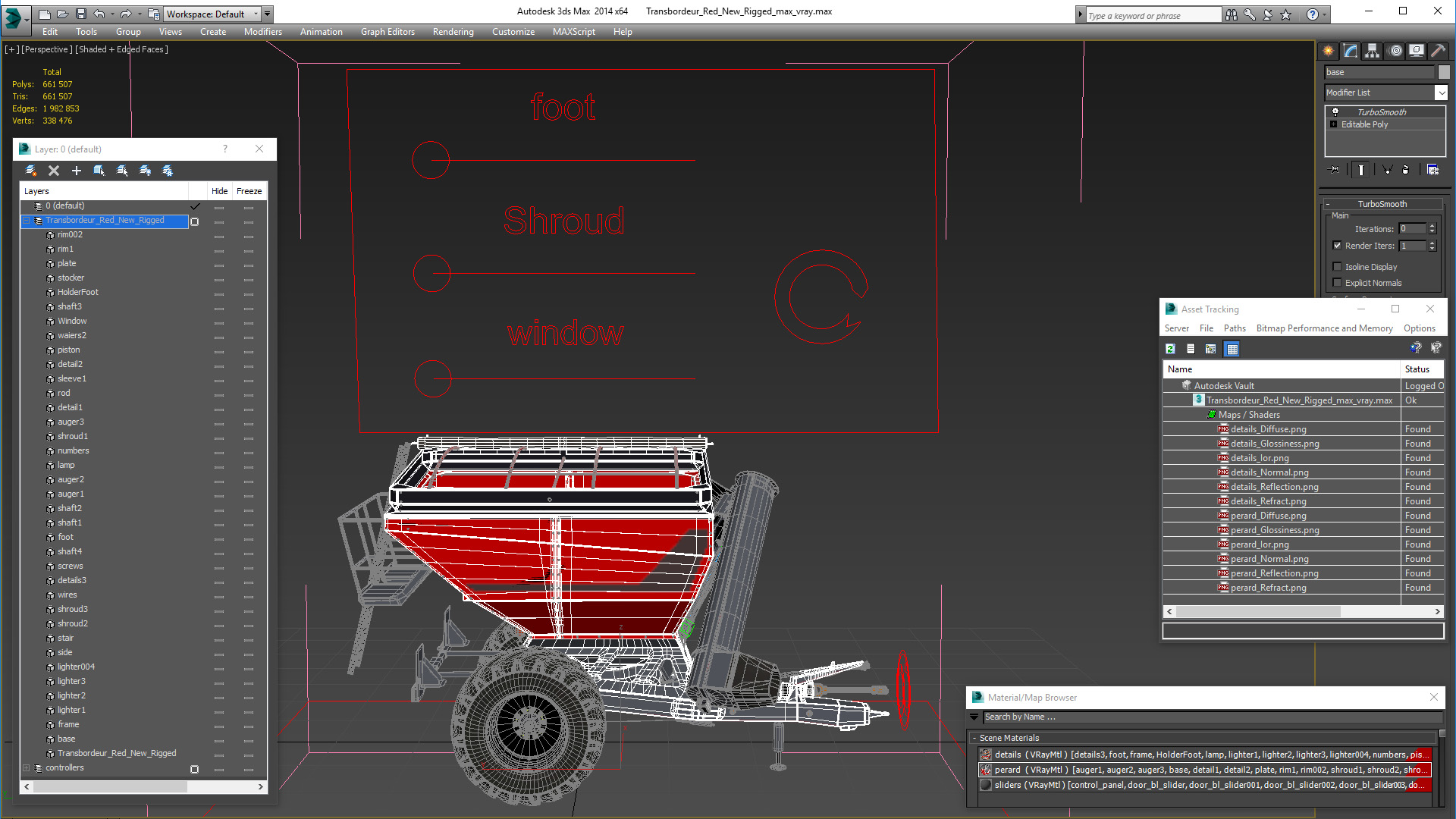 Transbordeur Red New Rigged 3D