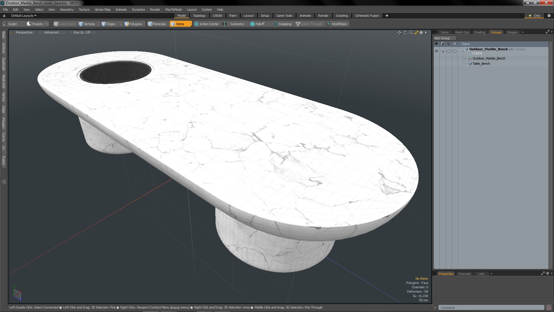 3D model Outdoor Marble Bench