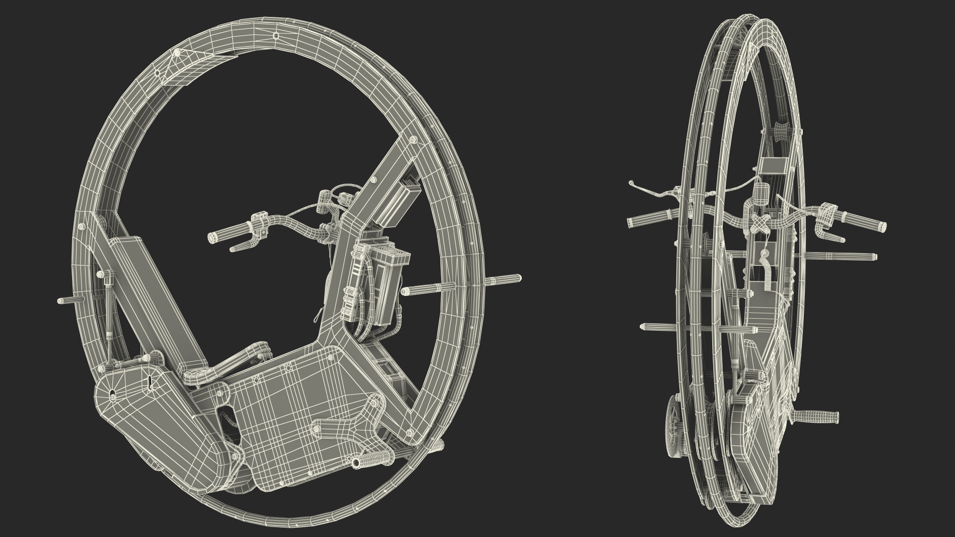 Monowheel Motorcycle Rigged 3D