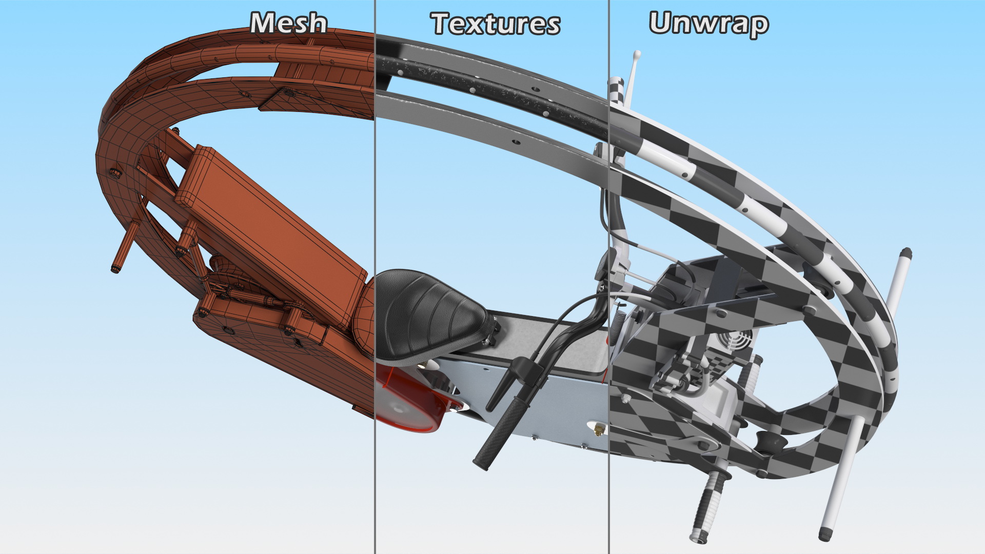 Monowheel Motorcycle Rigged 3D