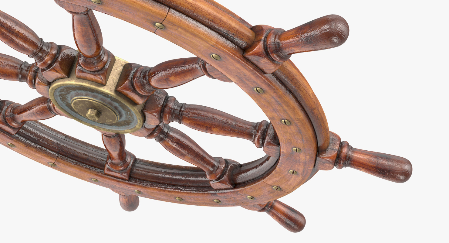 3D Old Wooden Helm Wheel