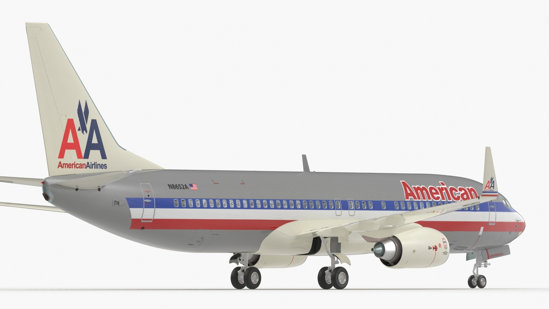 3D American Airlines Boeing 737-800 with Interior Rigged model