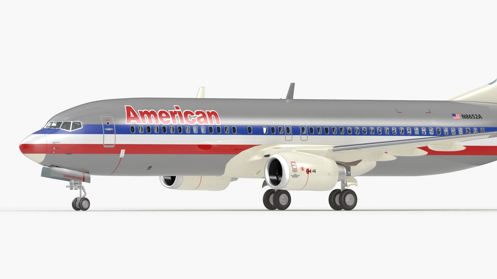 3D American Airlines Boeing 737-800 with Interior Rigged model