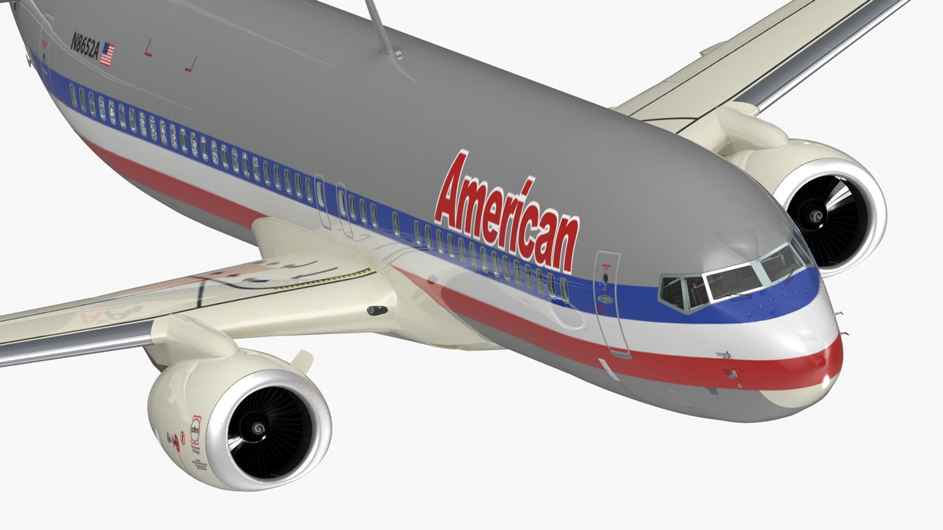 3D American Airlines Boeing 737-800 with Interior Rigged model