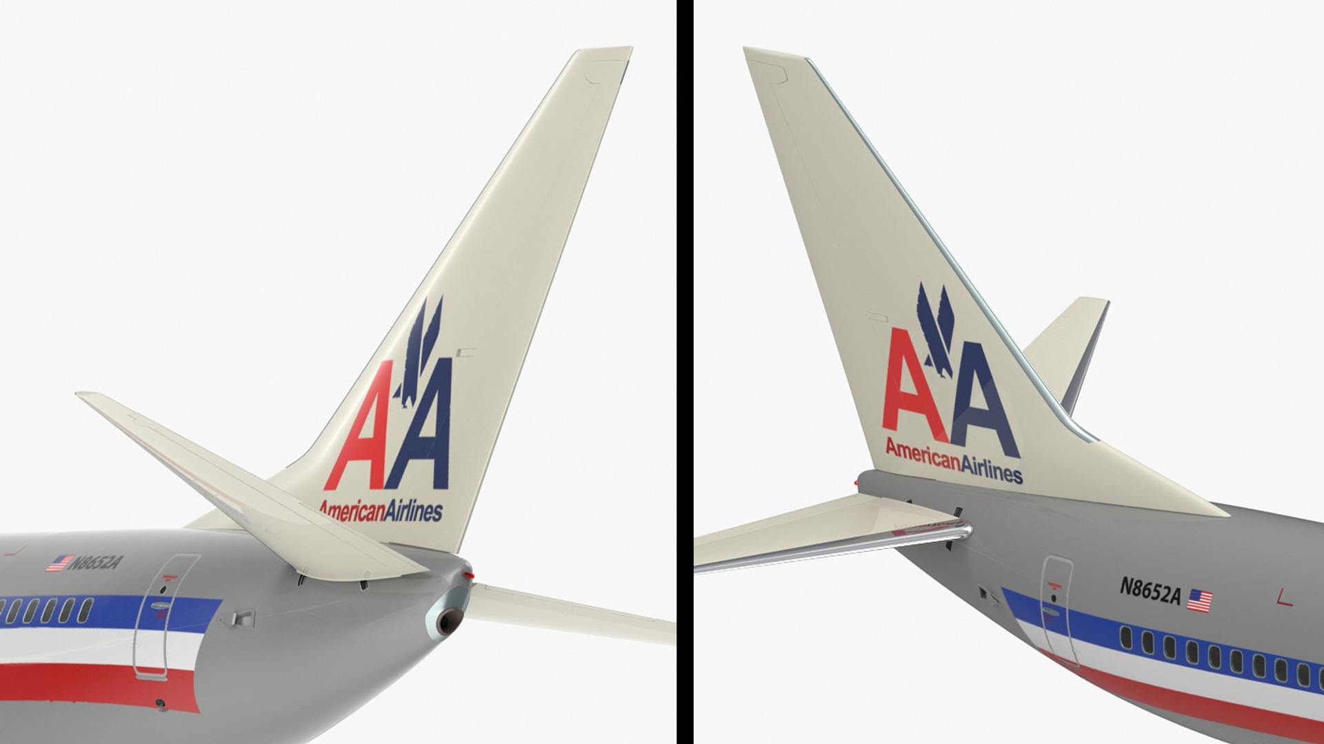 3D American Airlines Boeing 737-800 with Interior Rigged model