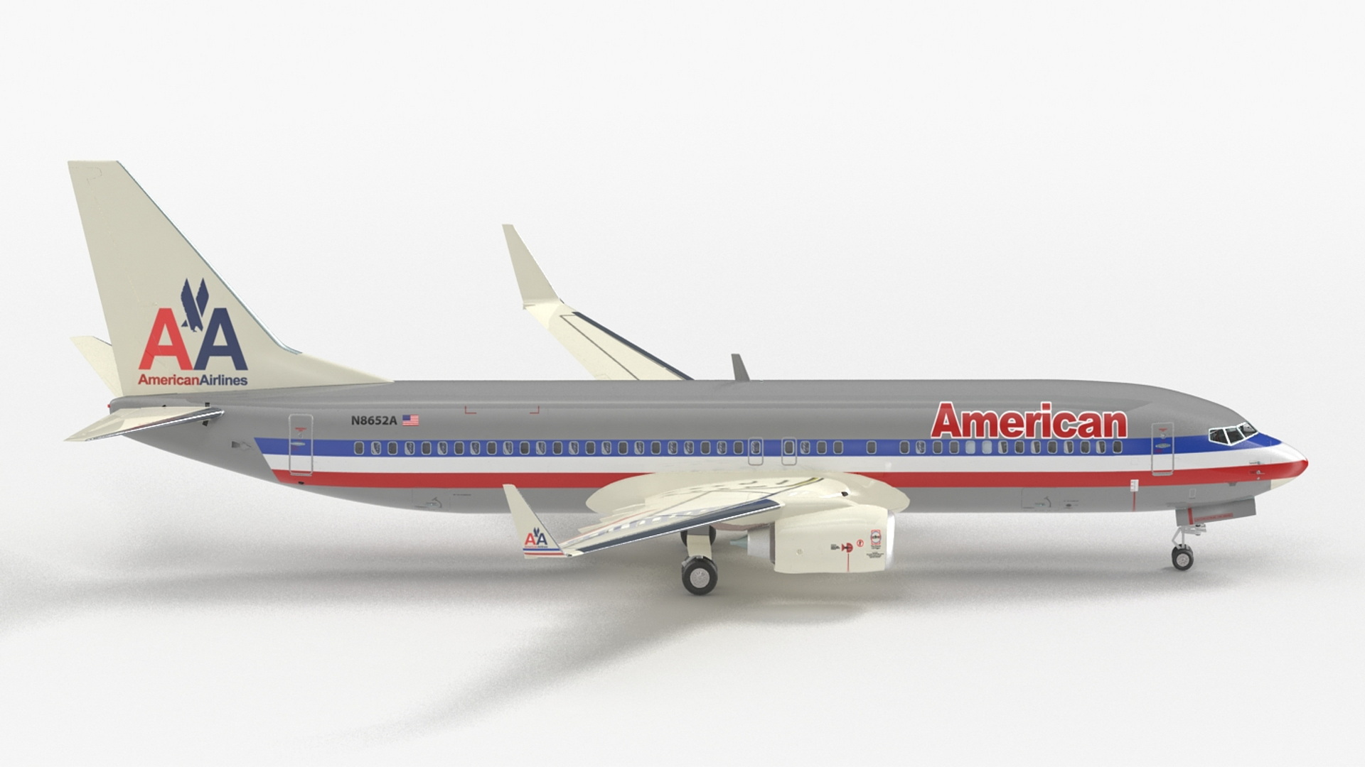 3D American Airlines Boeing 737-800 with Interior Rigged model