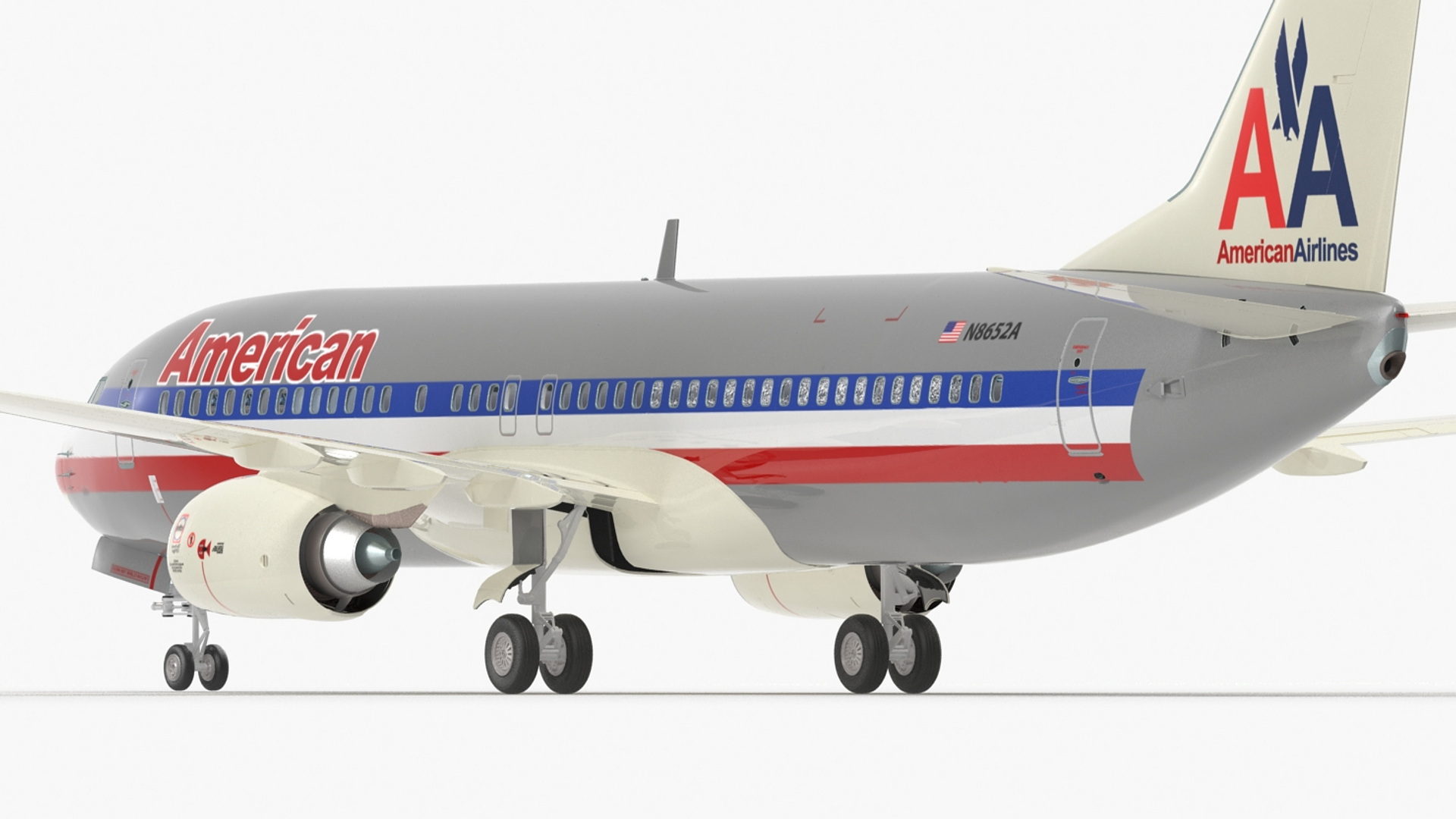 3D American Airlines Boeing 737-800 with Interior Rigged model