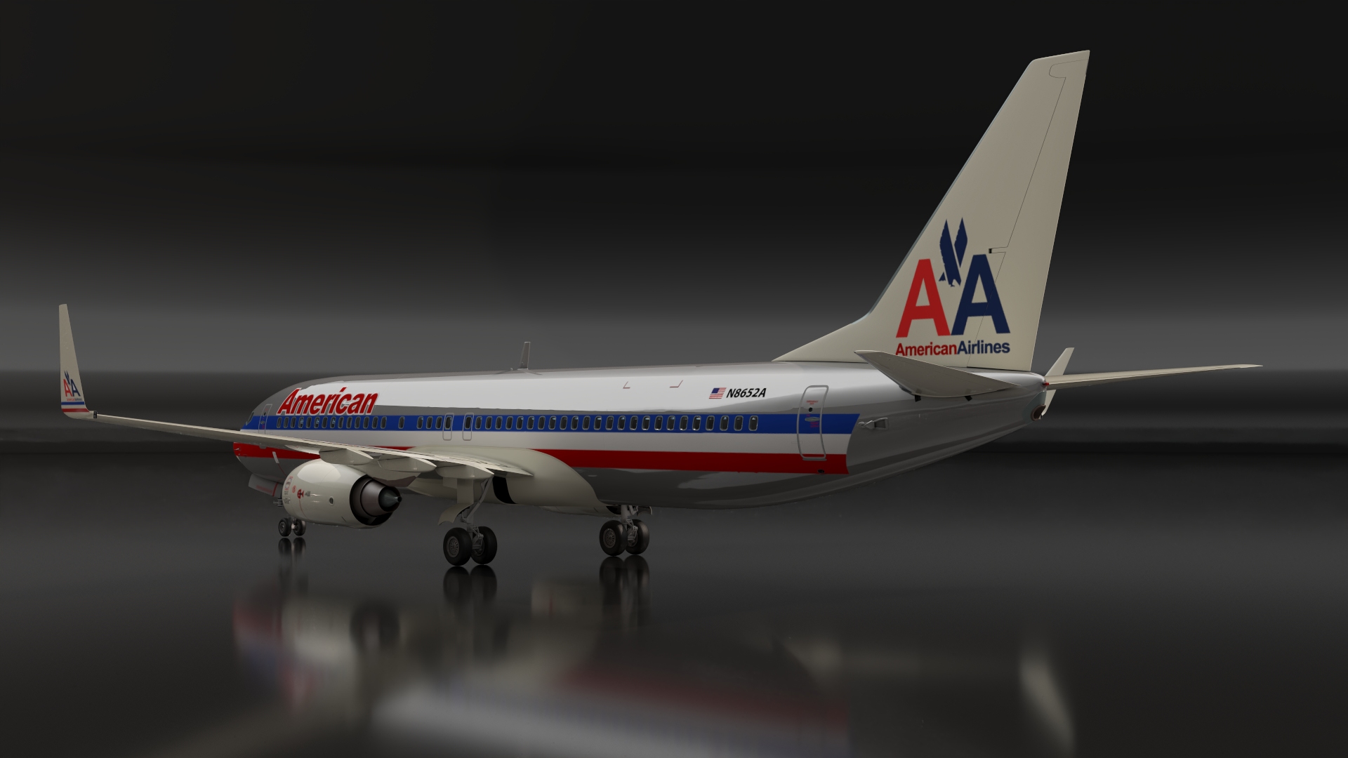 3D American Airlines Boeing 737-800 with Interior Rigged model