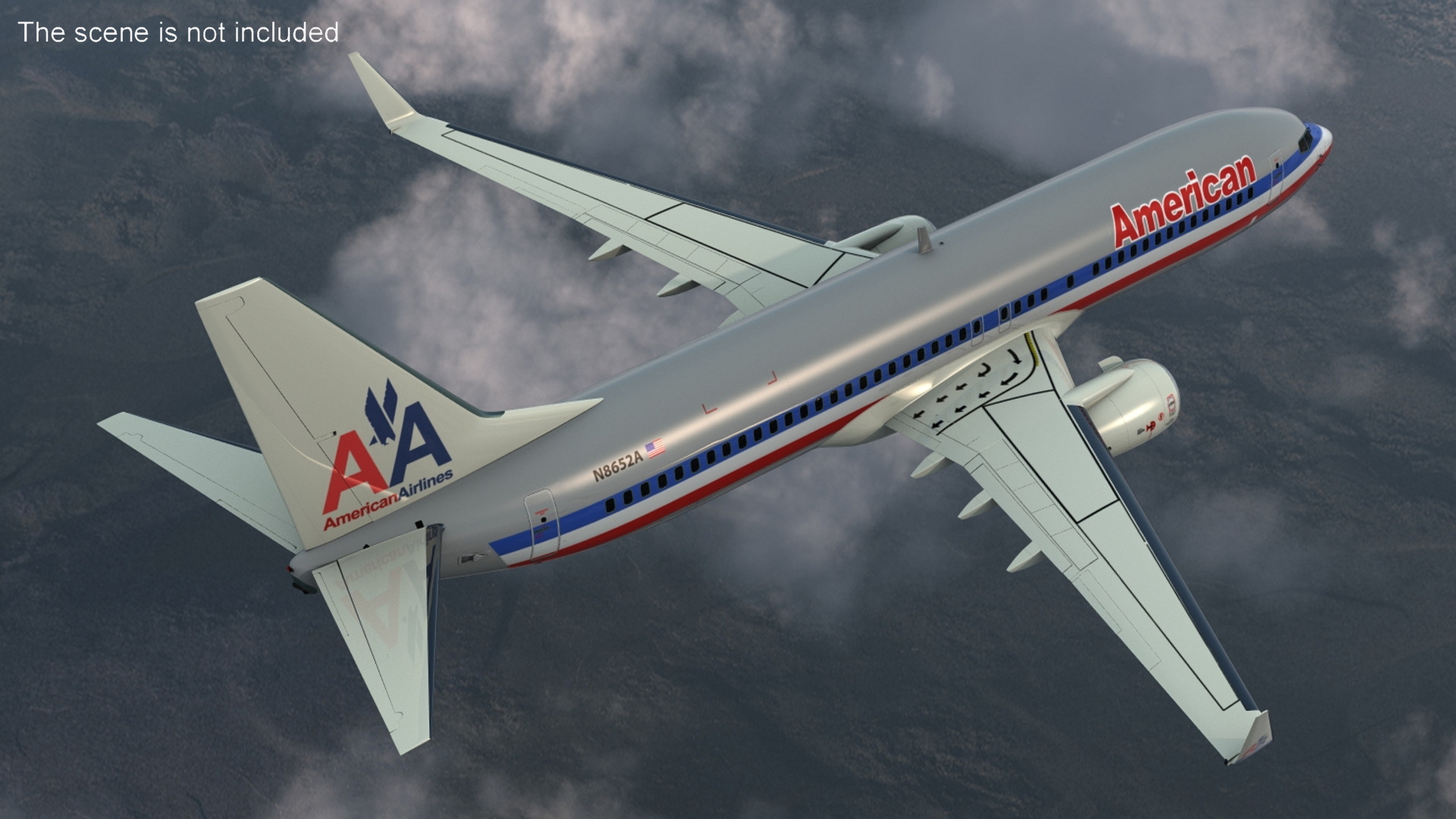 3D American Airlines Boeing 737-800 with Interior Rigged model