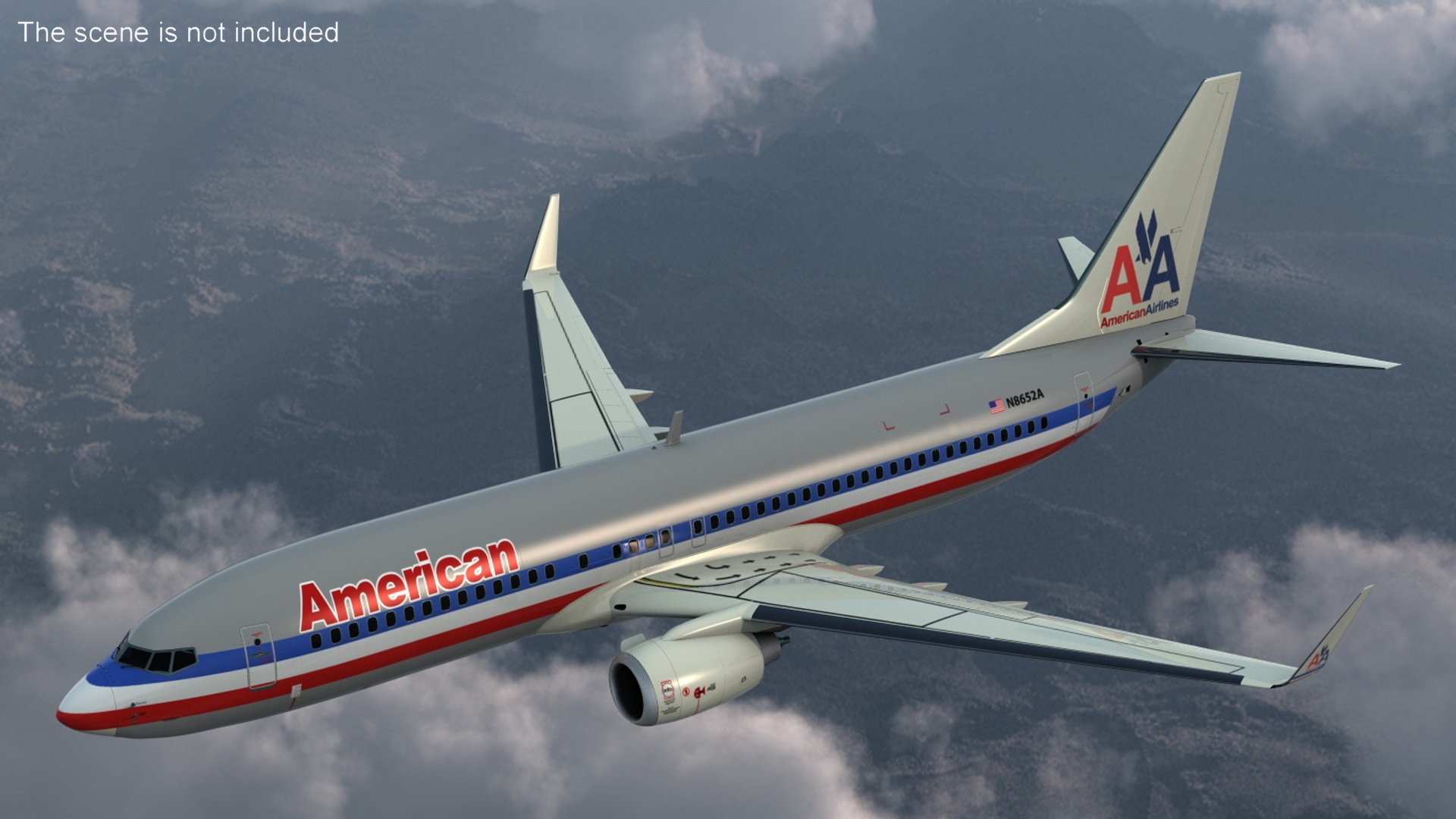 3D American Airlines Boeing 737-800 with Interior Rigged model