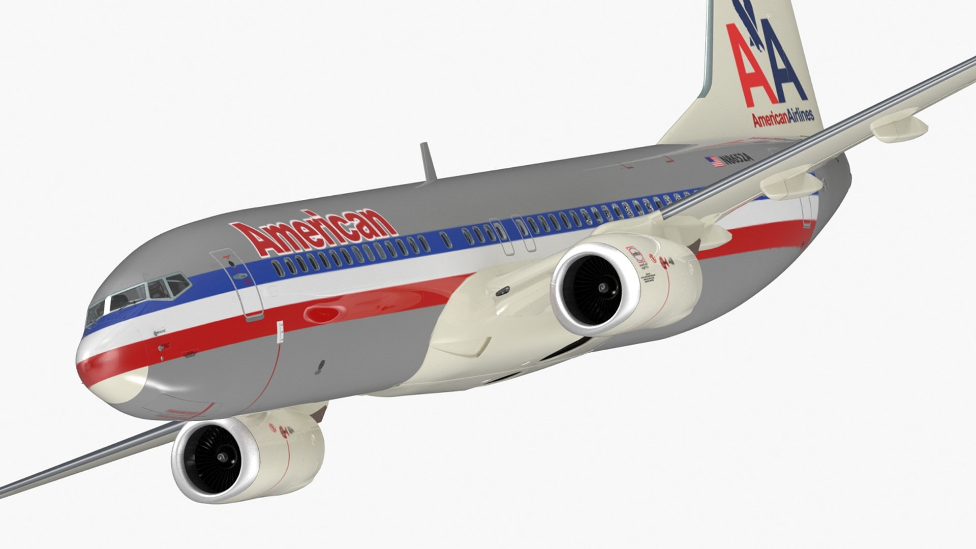 3D American Airlines Boeing 737-800 with Interior Rigged model