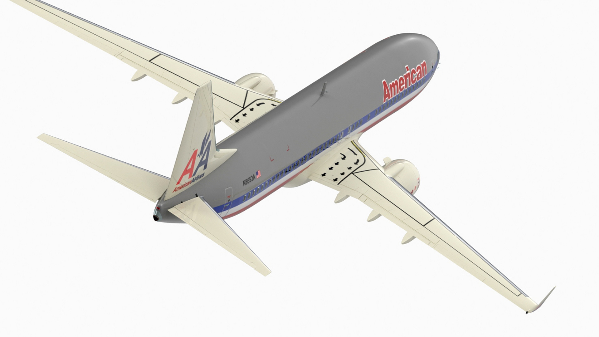 3D American Airlines Boeing 737-800 with Interior Rigged model