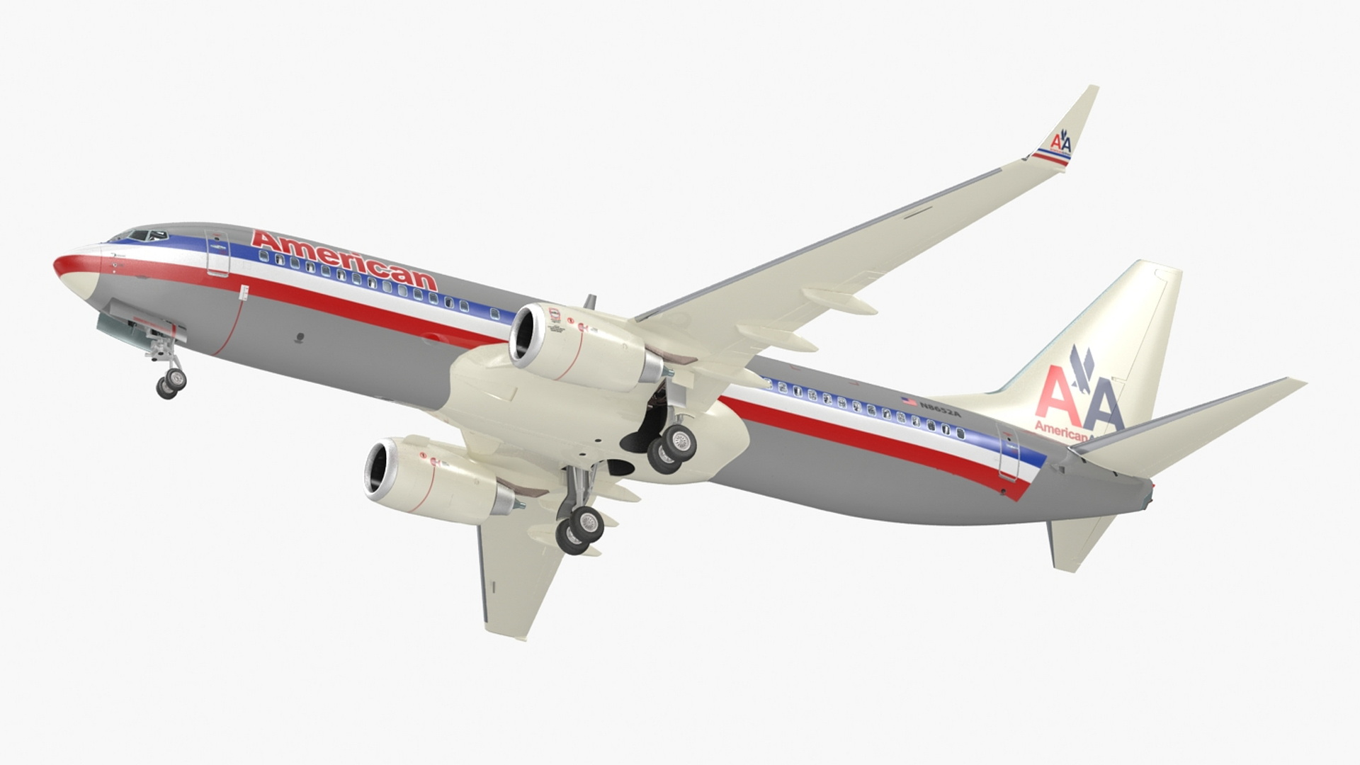 3D American Airlines Boeing 737-800 with Interior Rigged model