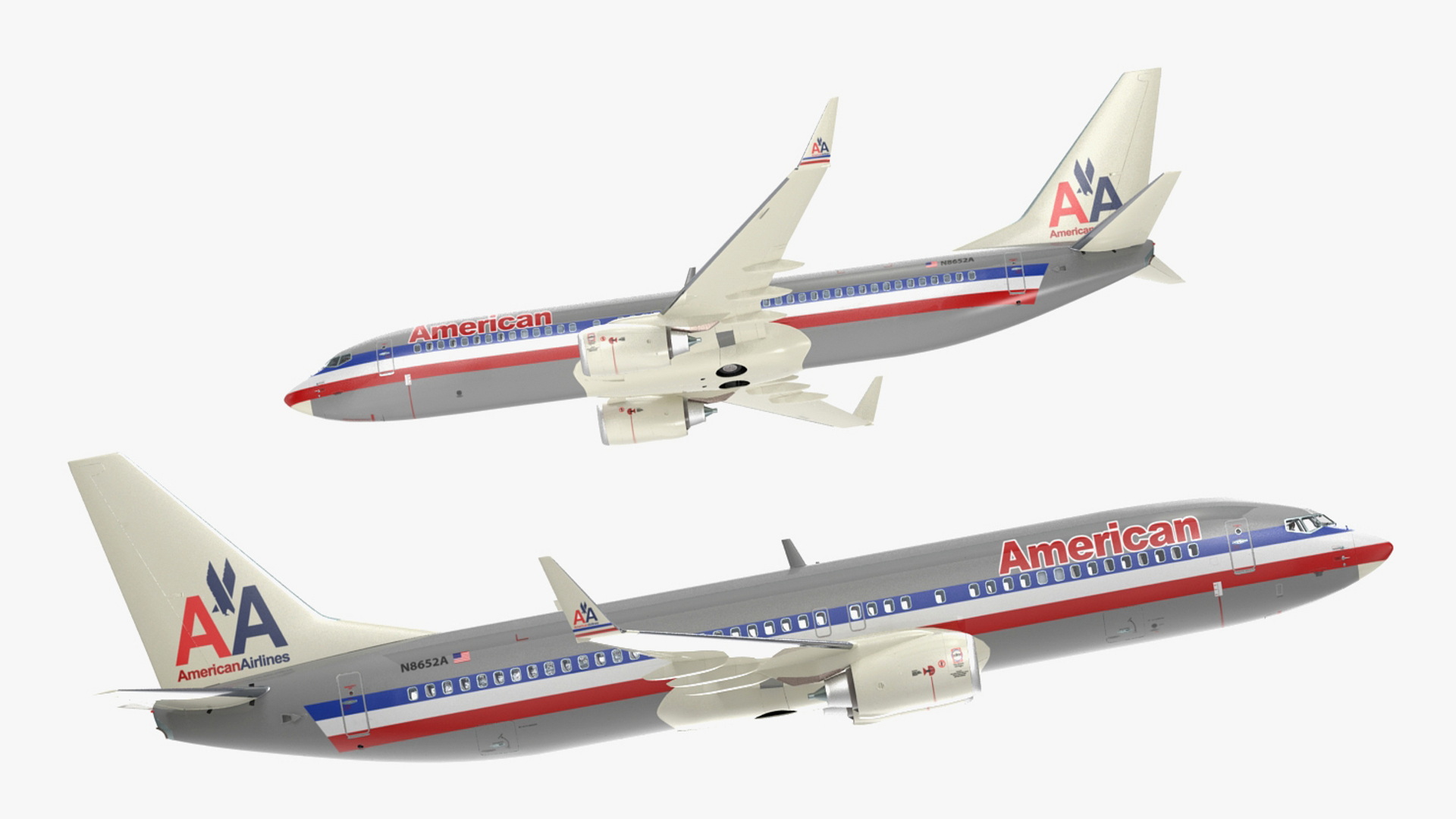 3D American Airlines Boeing 737-800 with Interior Rigged model