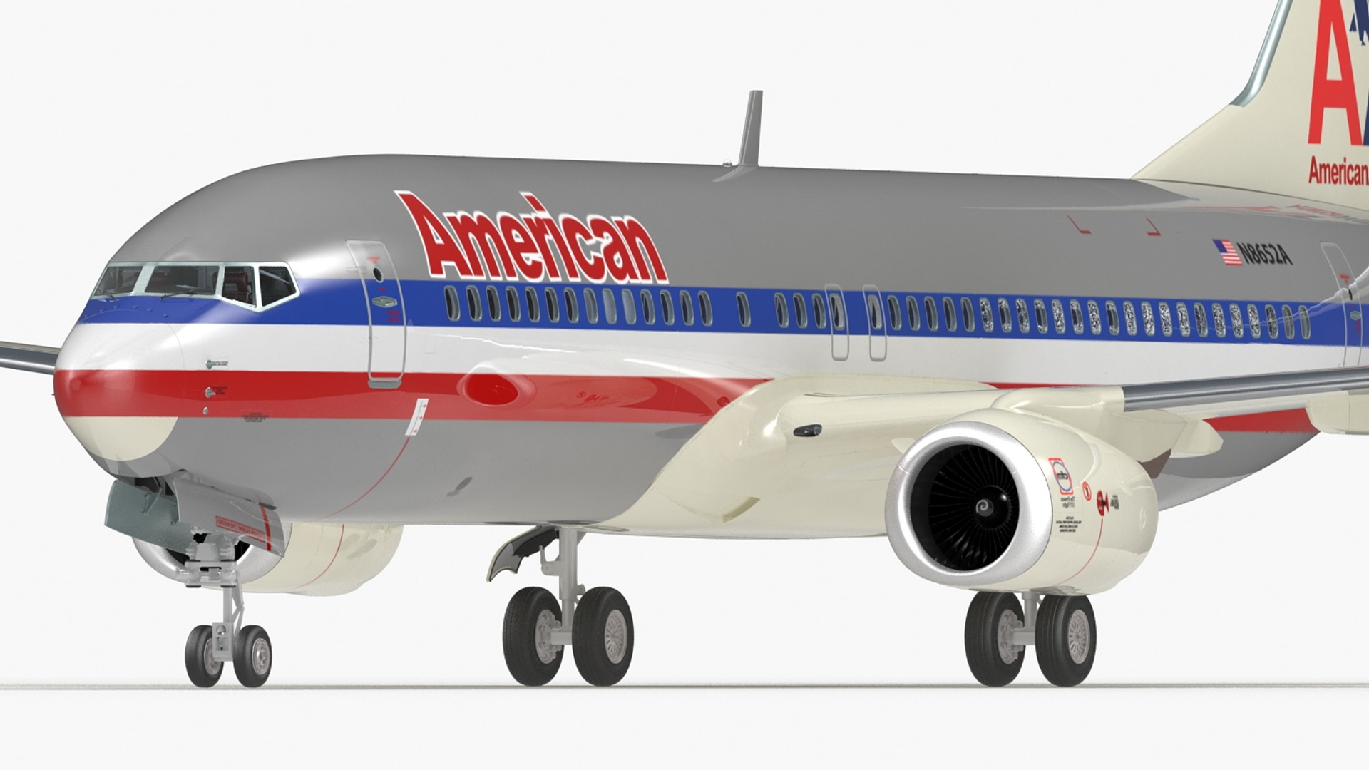 3D American Airlines Boeing 737-800 with Interior Rigged model