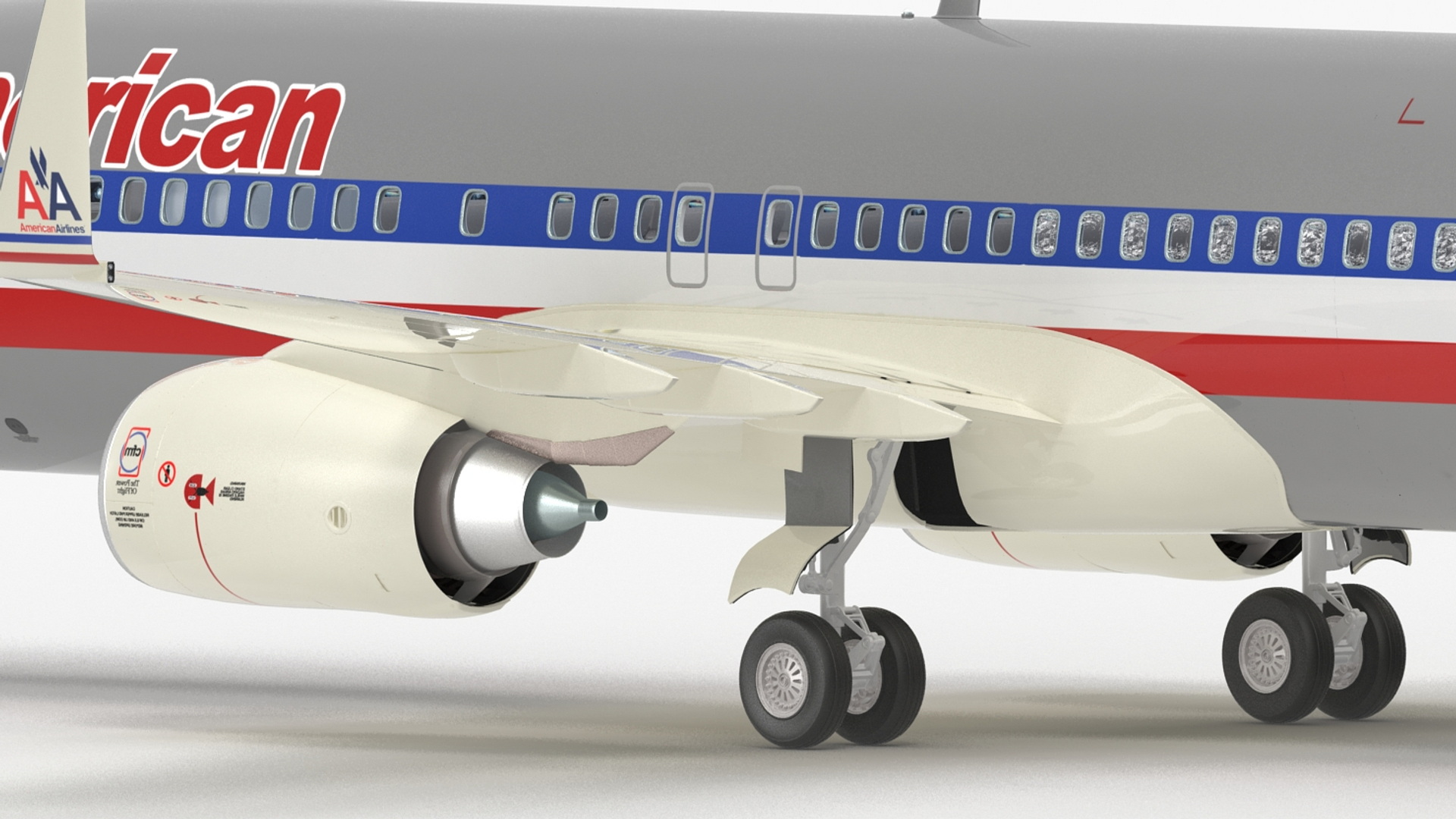 3D American Airlines Boeing 737-800 with Interior Rigged model