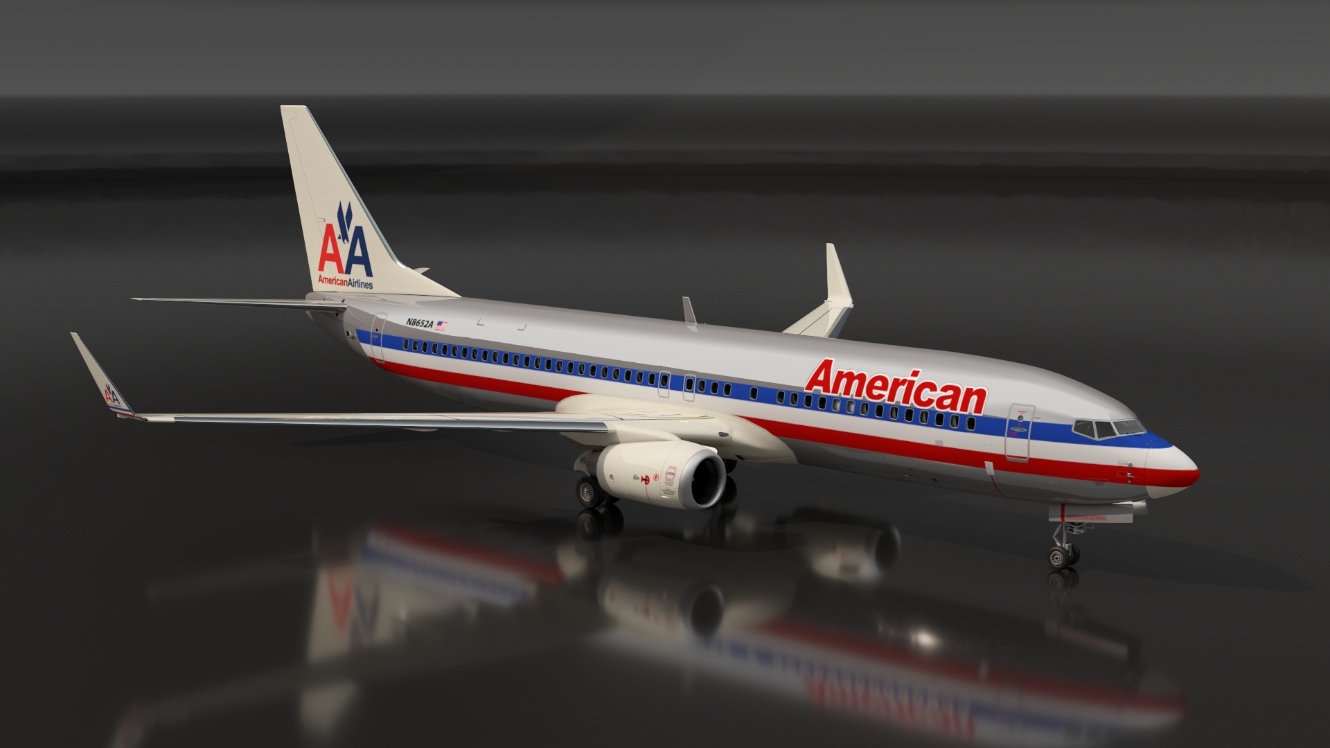 3D American Airlines Boeing 737-800 with Interior Rigged model