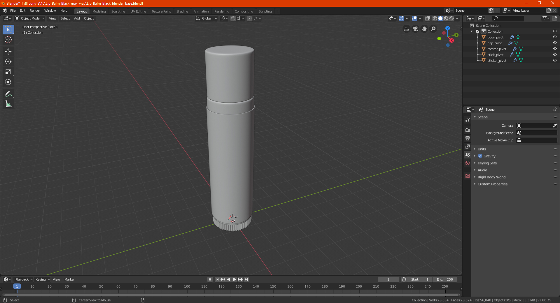 Lip Balm Black 3D model