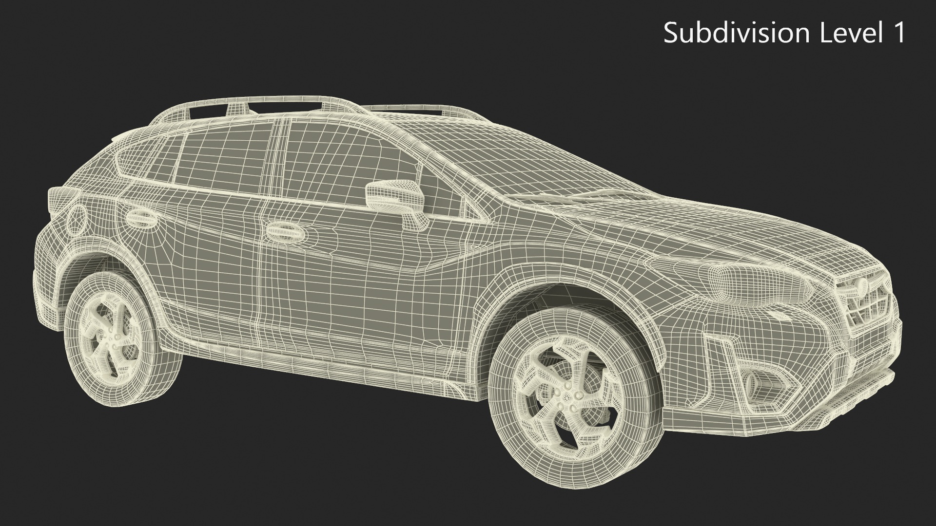 3D Subaru XV Hybrid Crossover 2020 Yellow model