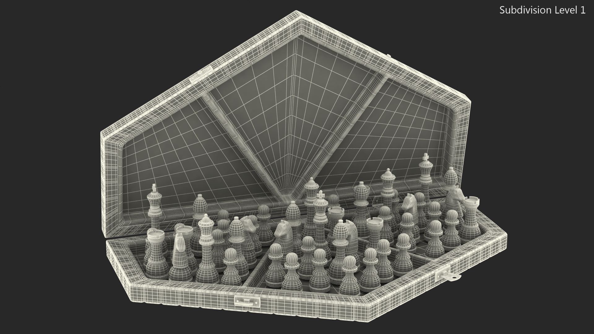 Three Player Chess Set Open 3D