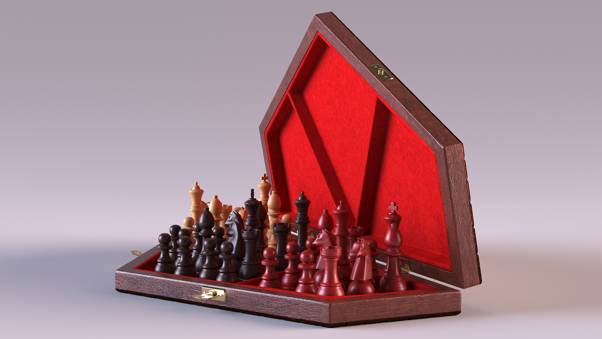 Three Player Chess Set Open 3D