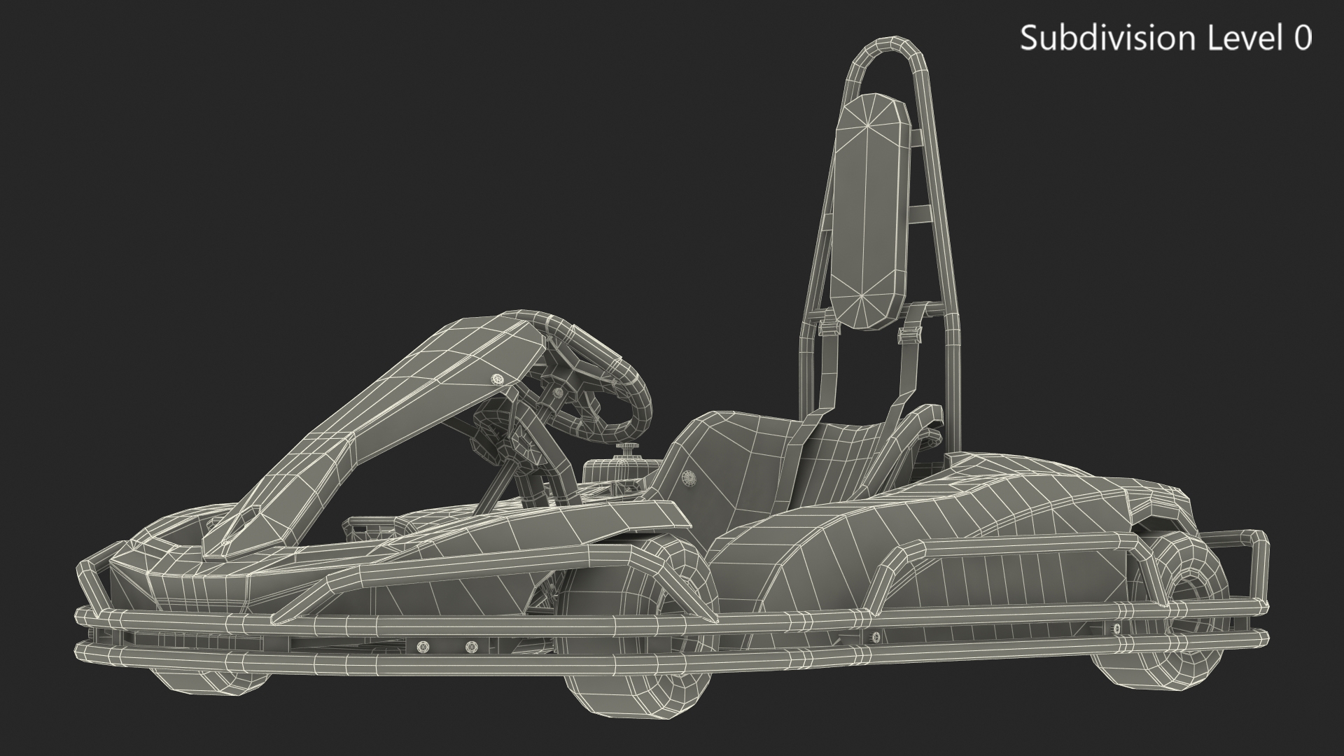 3D model Petrol Powered Kart with Roll Bar Rigged