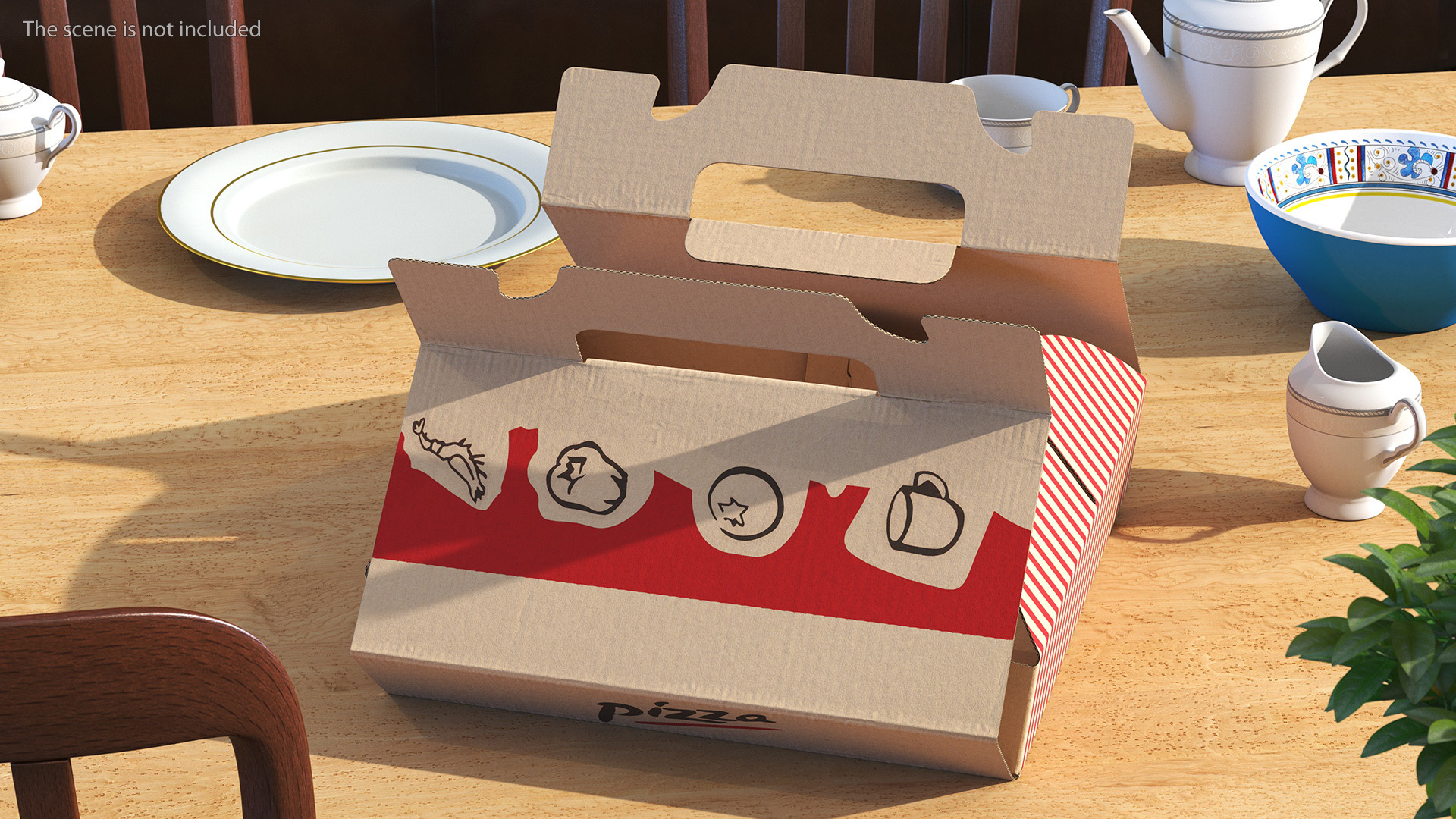 3D Open Pizza Box with Handle