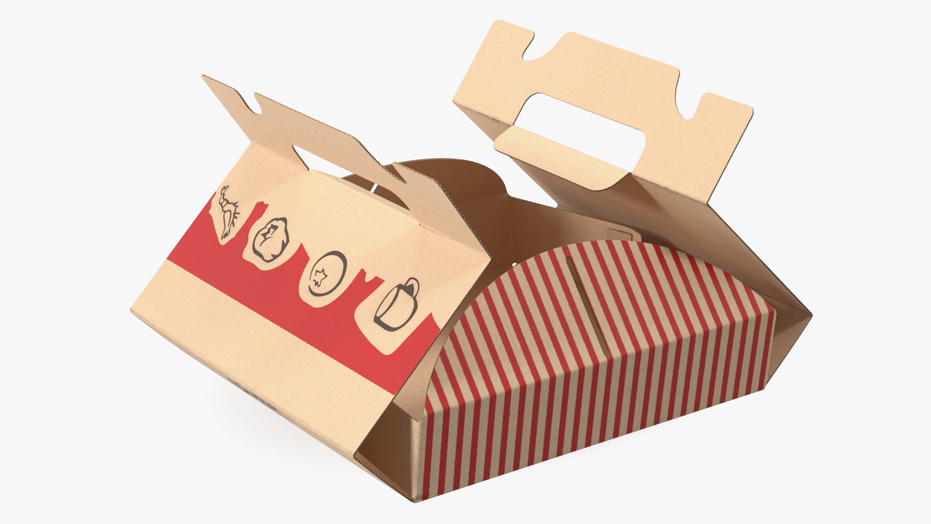 3D Open Pizza Box with Handle