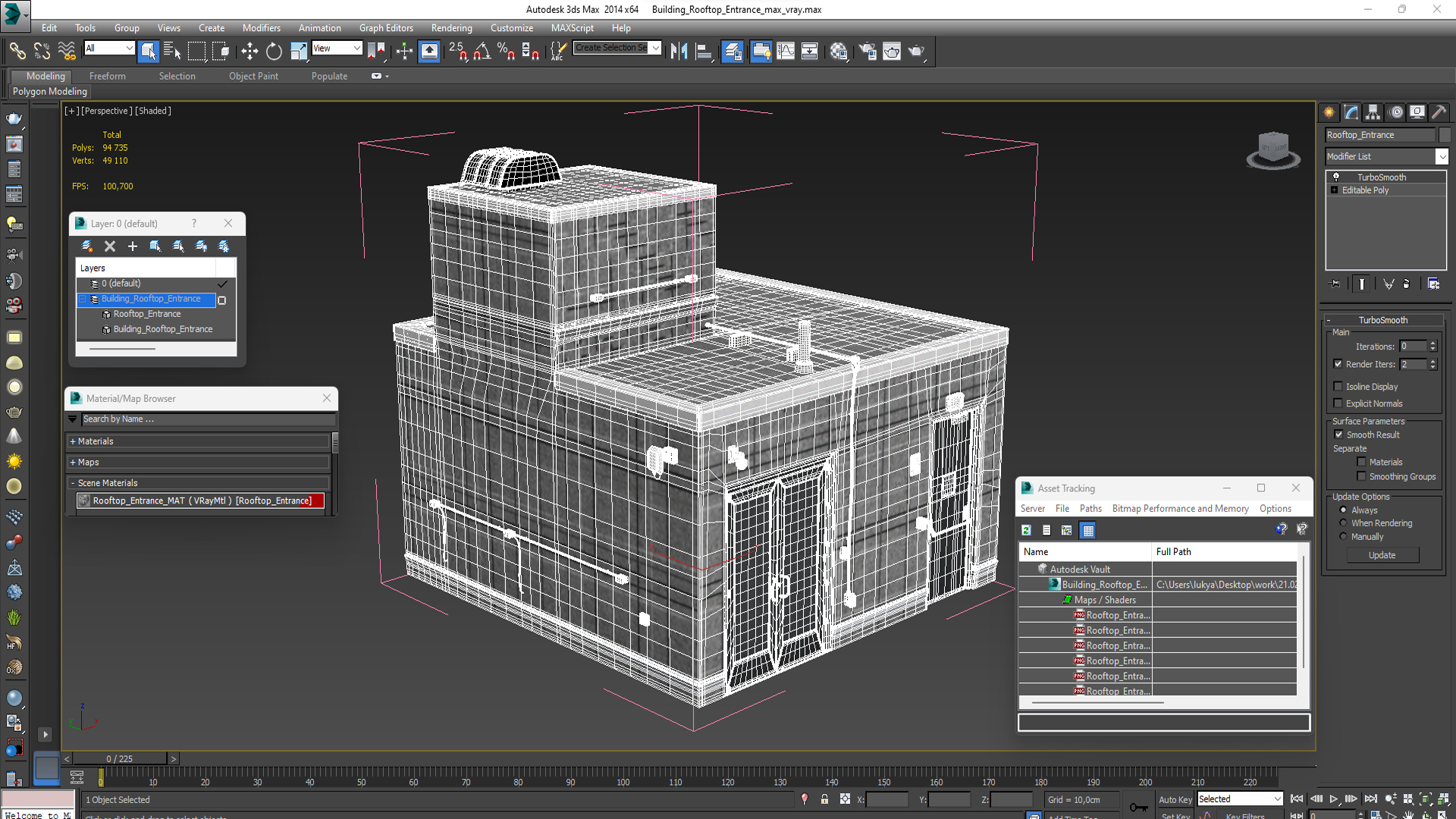 3D model Building Rooftop Entrance