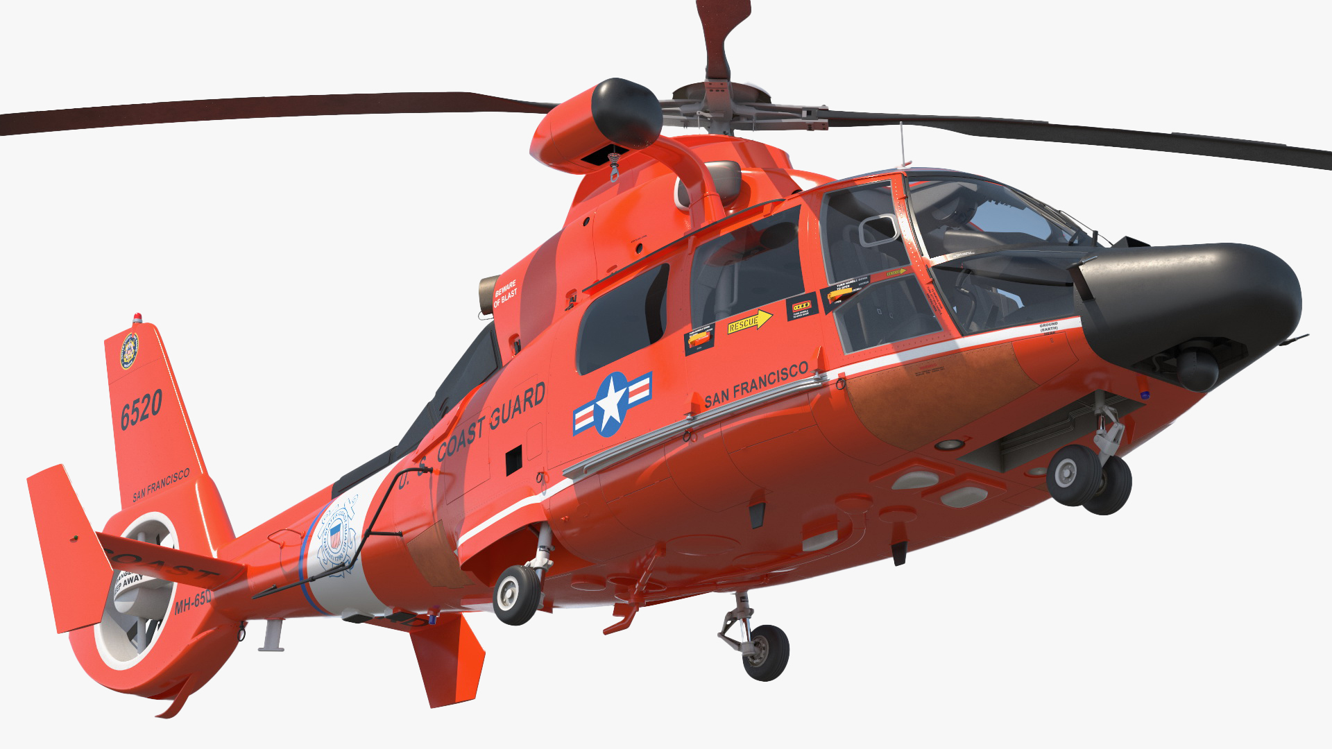 Eurocopter MH 65 Dolphin Coast Guard Rigged for Maya 3D