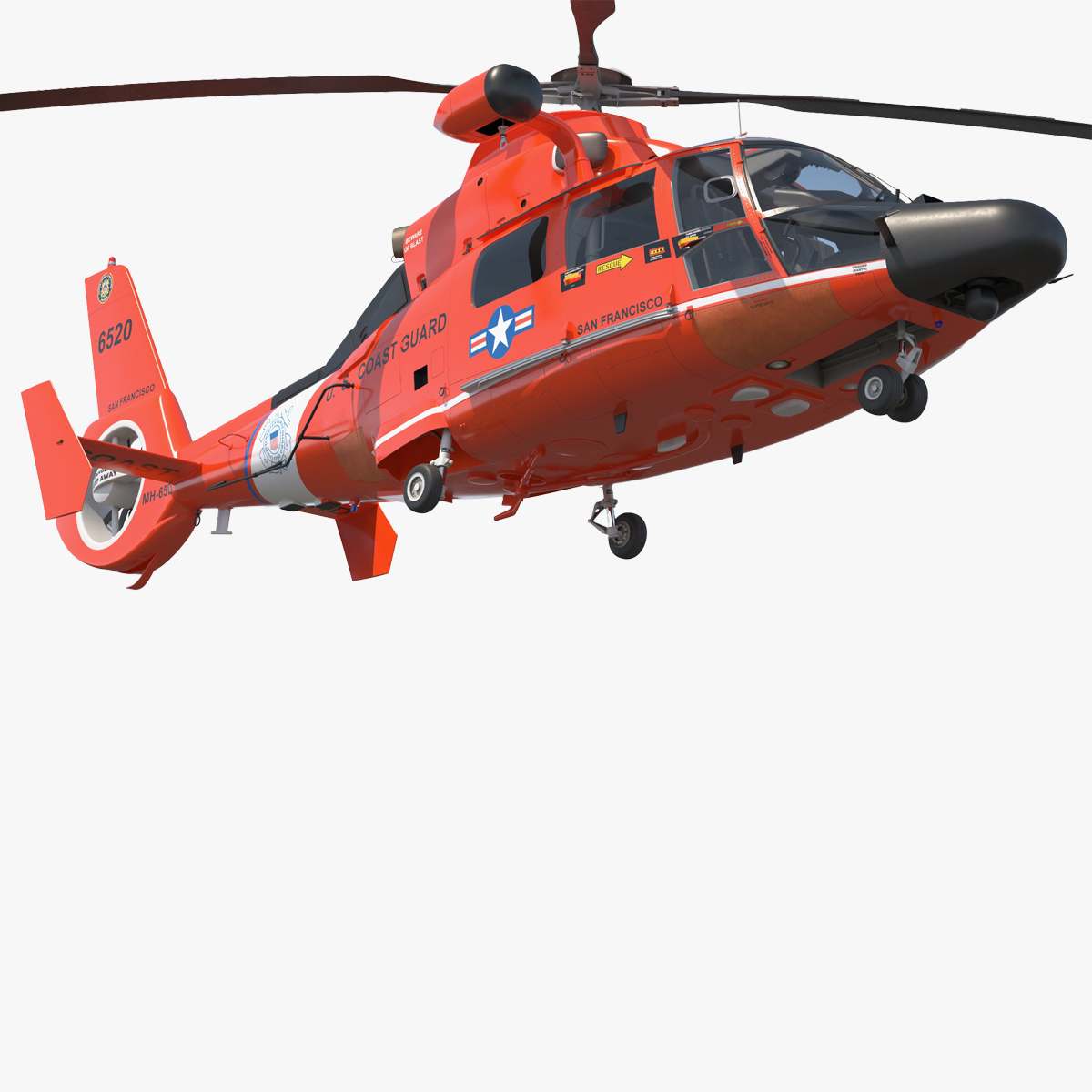 Eurocopter MH 65 Dolphin Coast Guard Rigged for Maya 3D