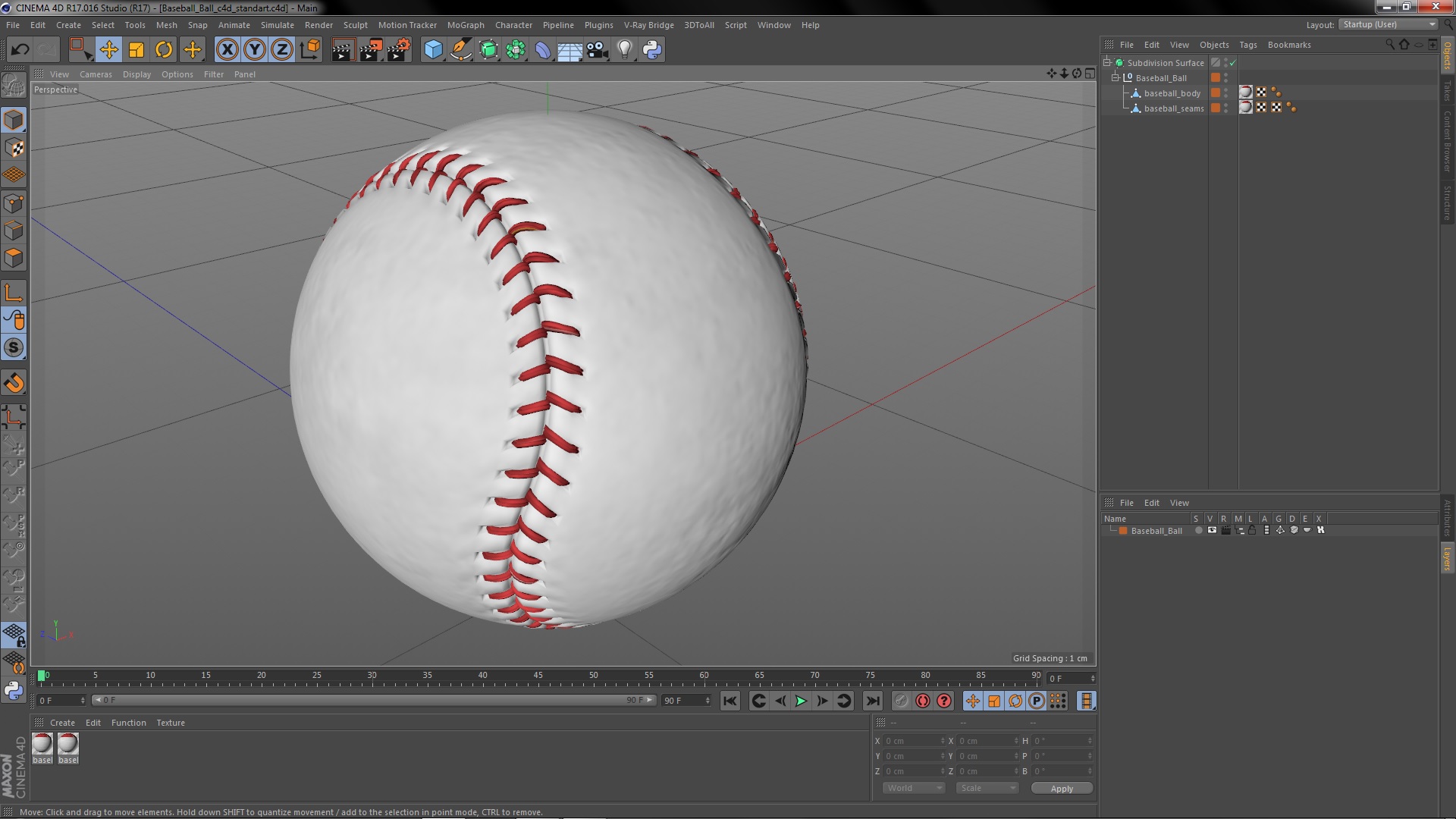 3D Baseball Ball model