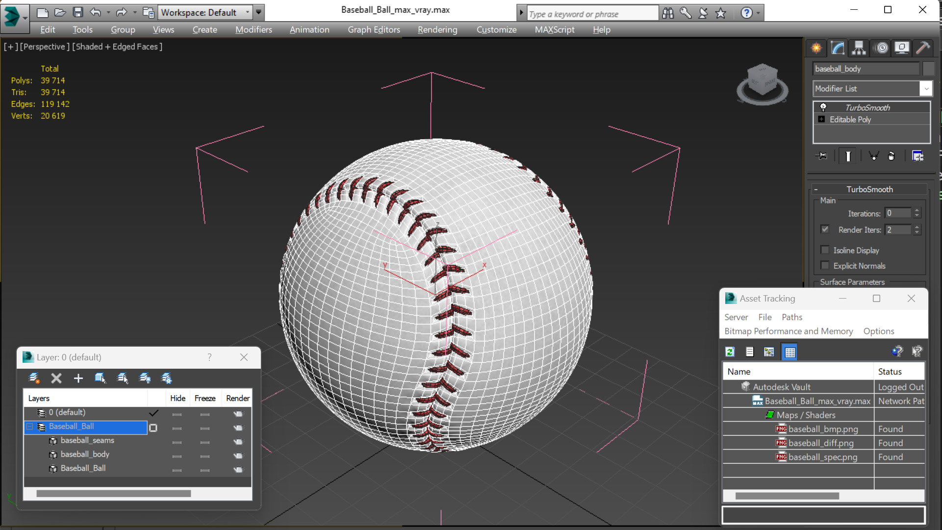 3D Baseball Ball model