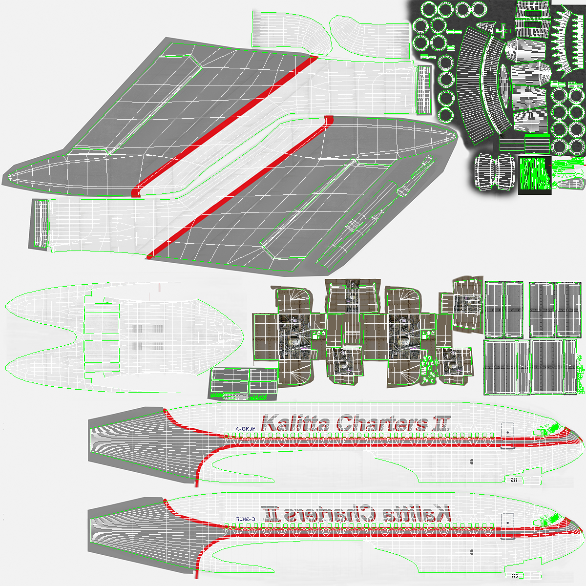 3D Charter Boeing 727-100 Kalitta Charters Rigged