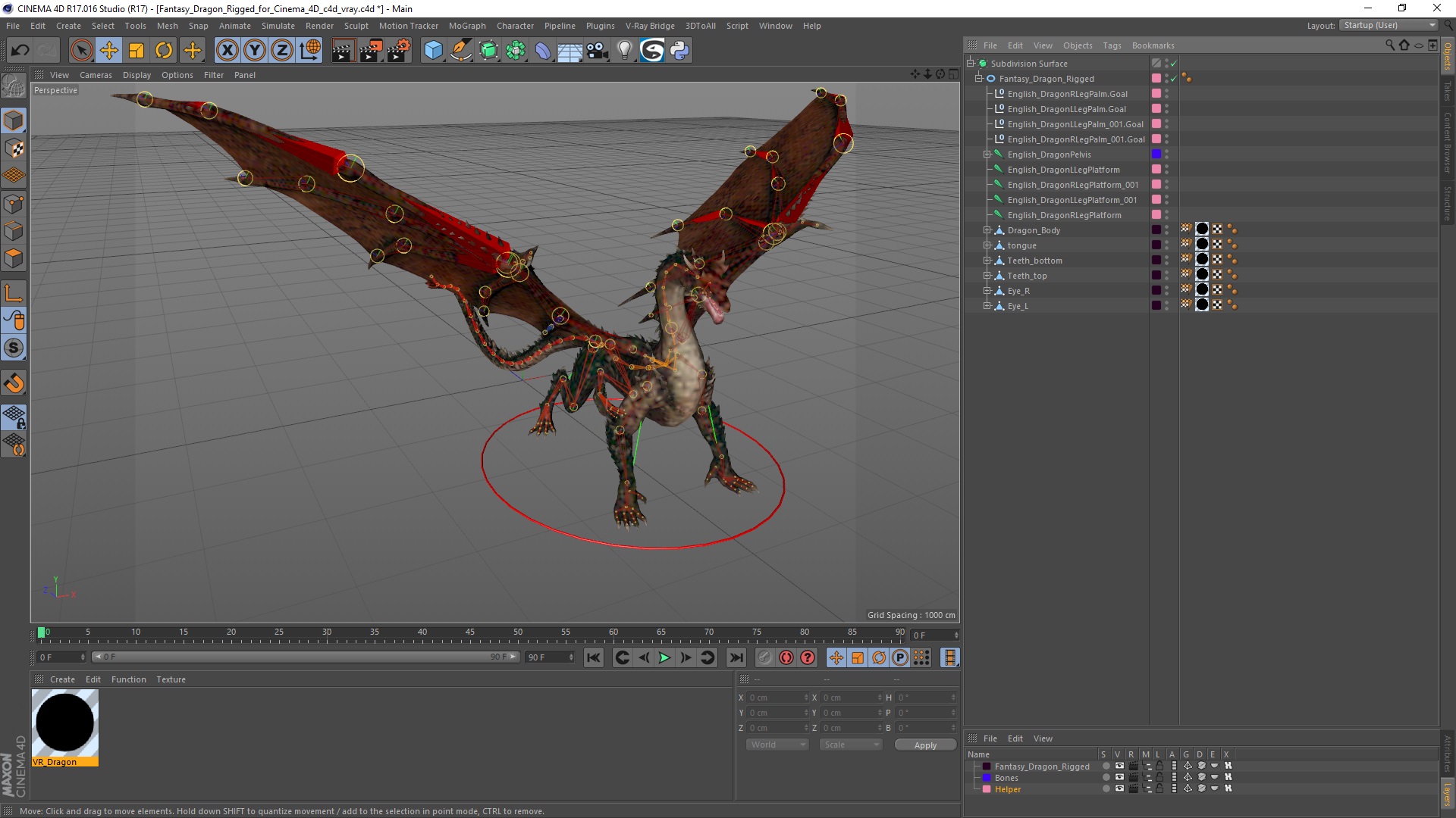 3D model Fantasy Dragon Rigged for Cinema 4D