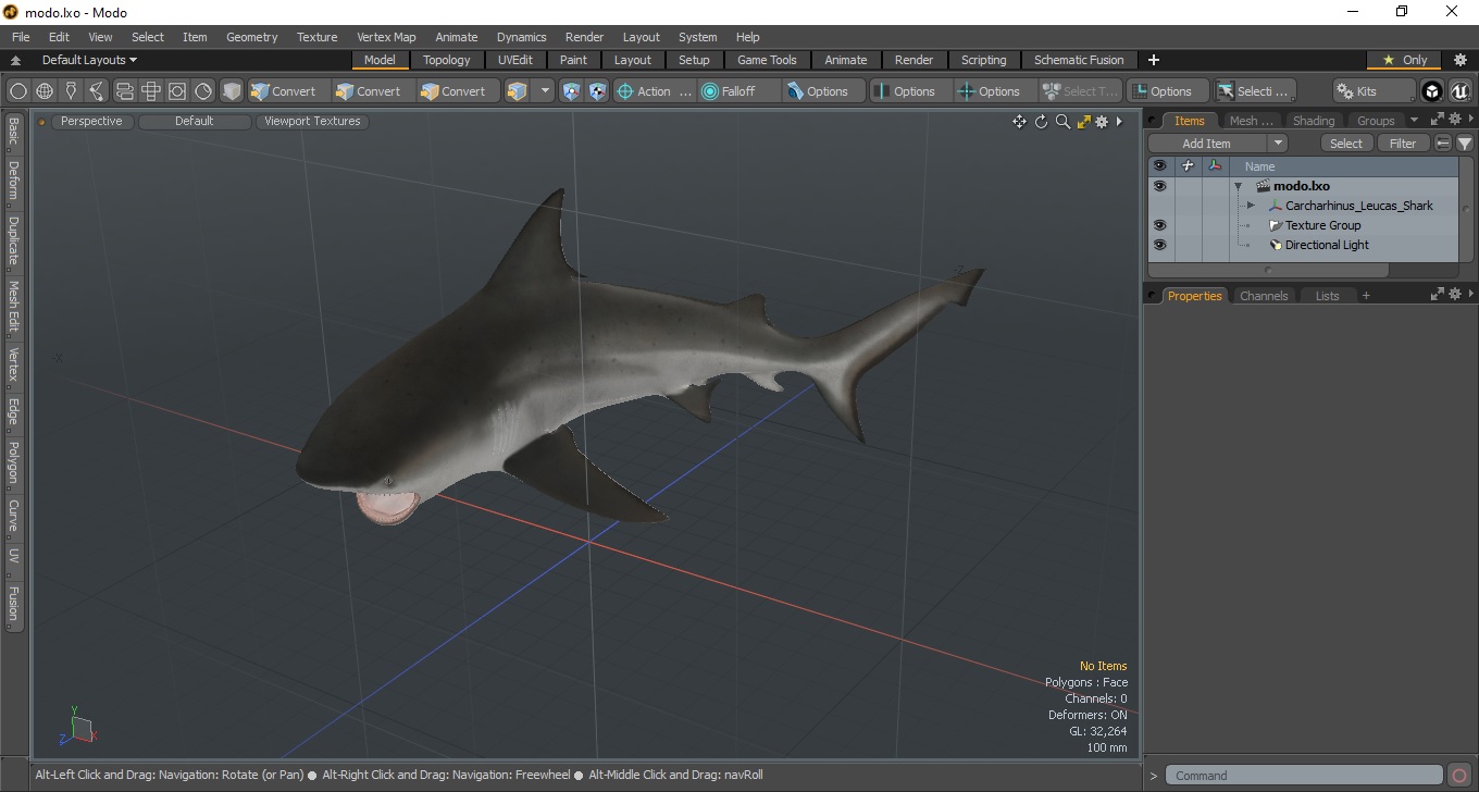 3D model Carcharhinus Leucas Shark