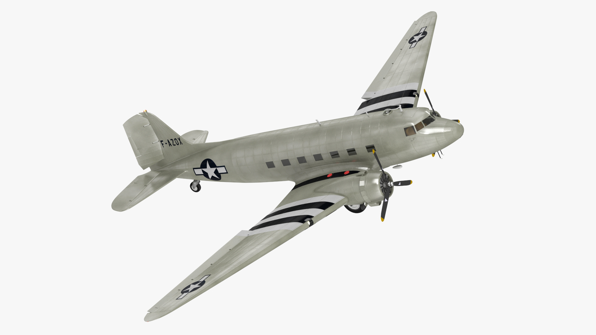 World War II C-47 Skytrain Aircraft Rigged 3D