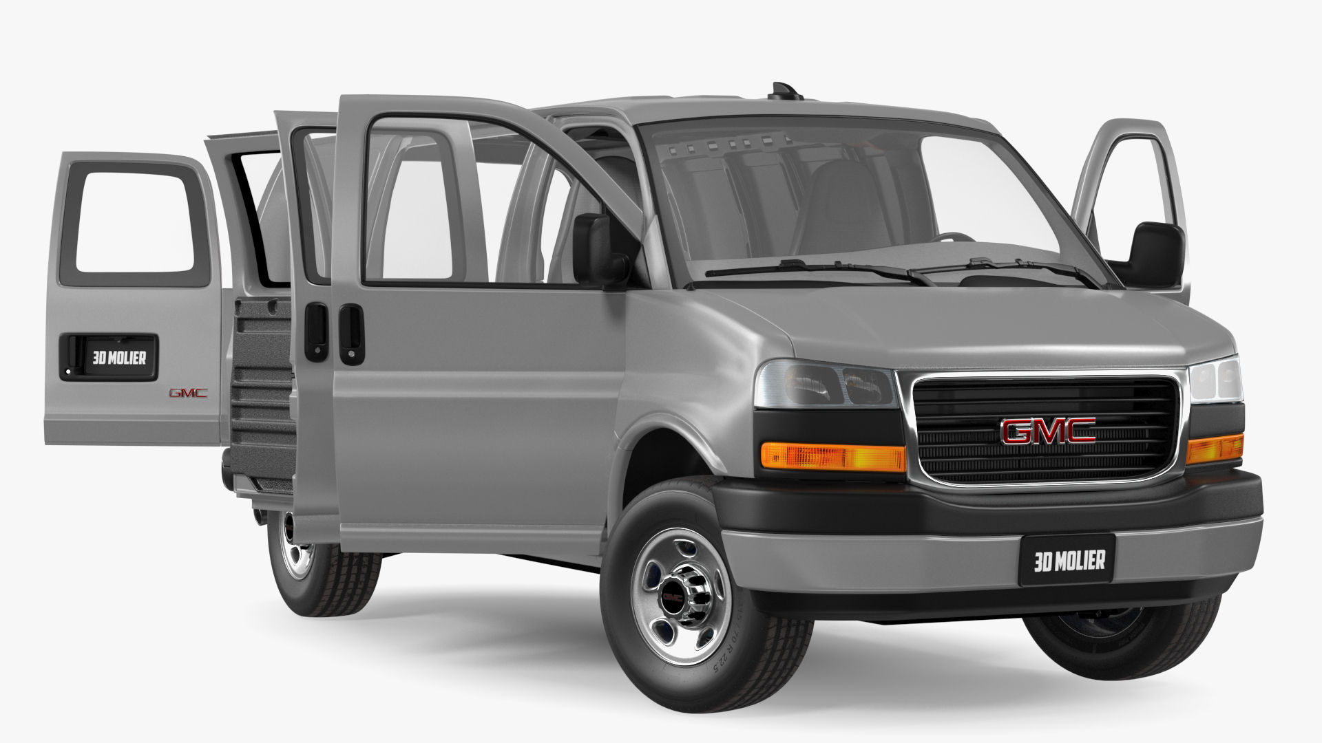 3D GMC Savana Van Grey Rigged