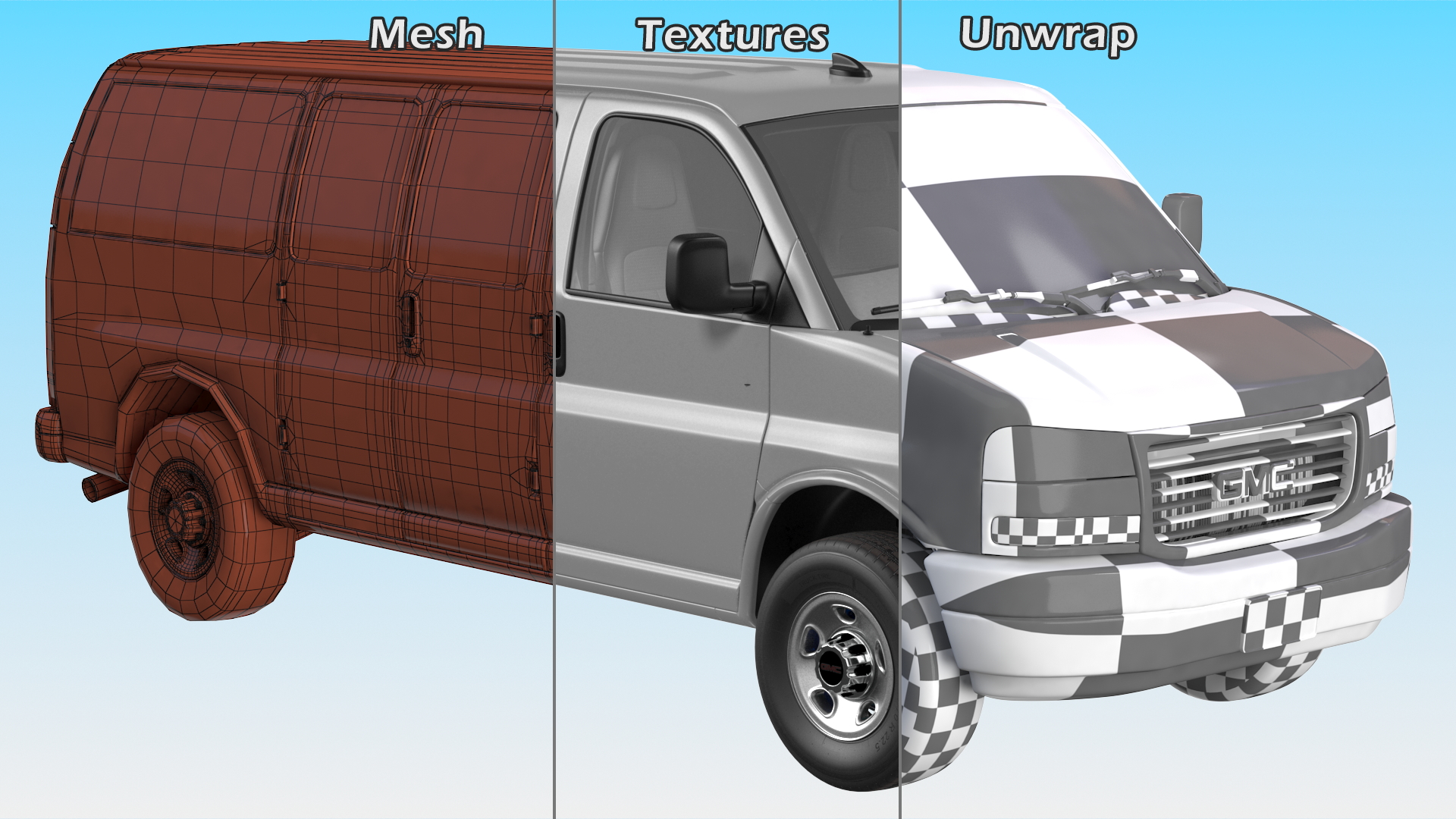 3D GMC Savana Van Grey Rigged