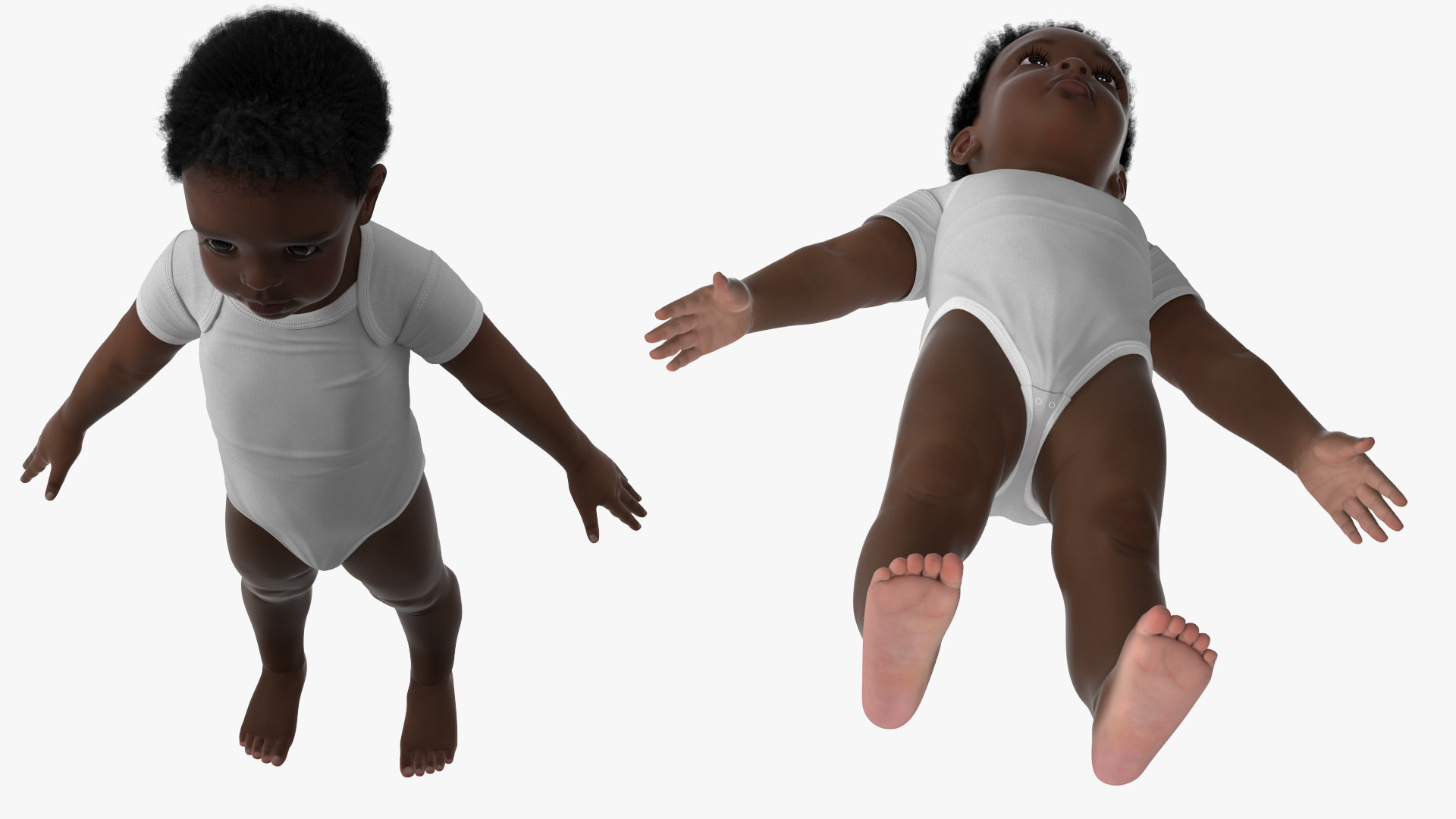 3D model Baby Boy Dark Skinned Wearing Bodysuit A-Pose