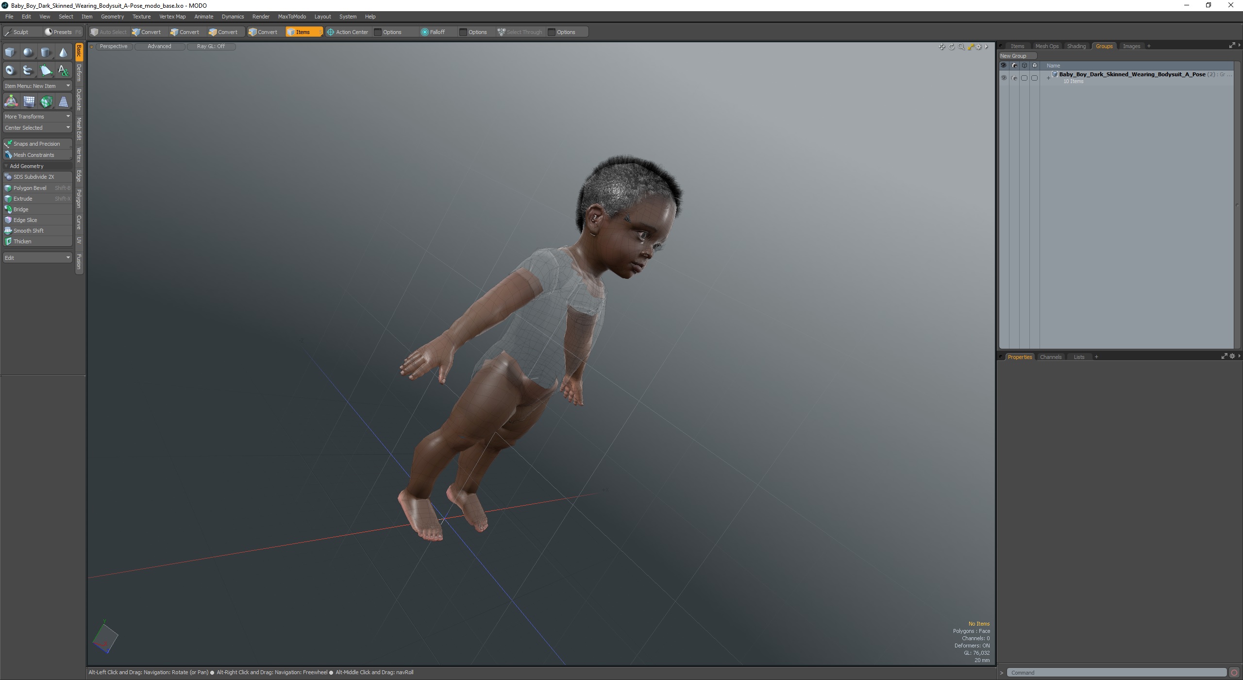 3D model Baby Boy Dark Skinned Wearing Bodysuit A-Pose