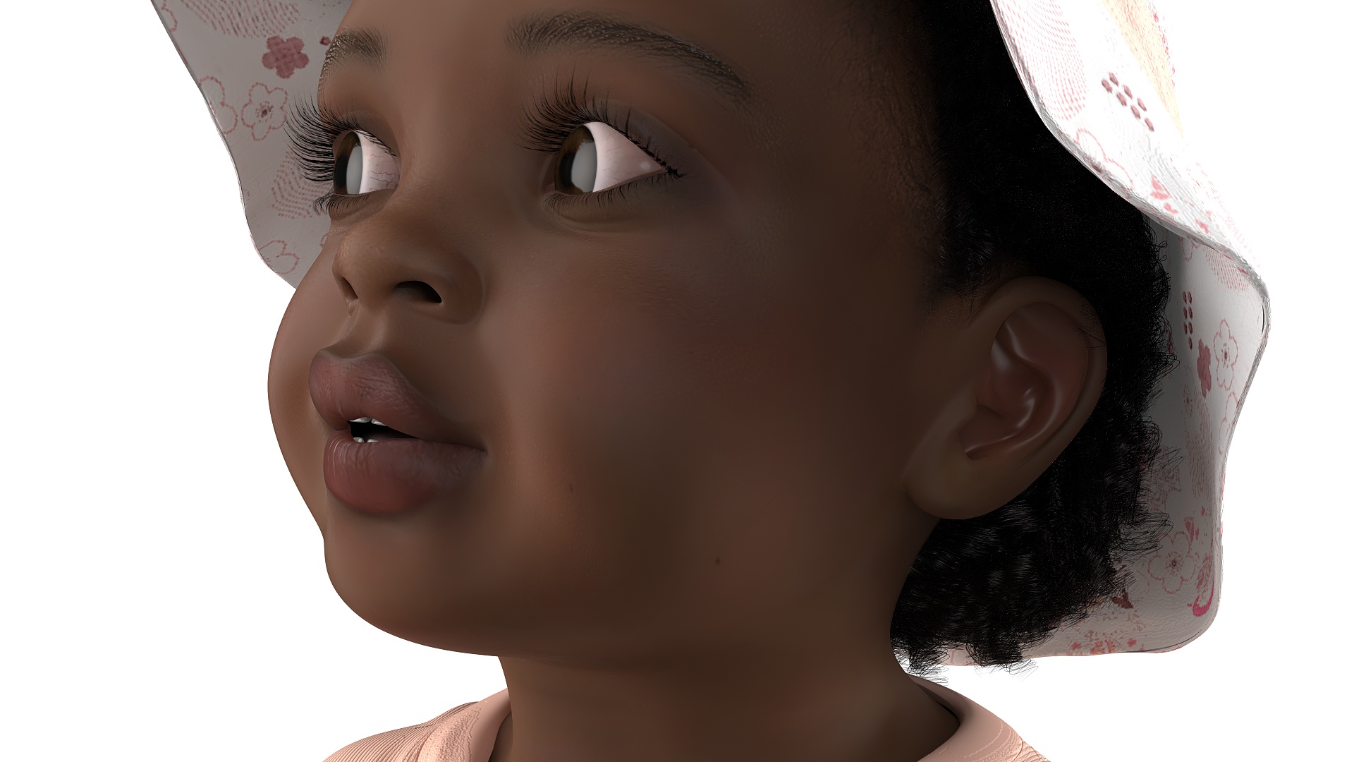 3D Little African Girl Light Skin in Summer Fur Rigged