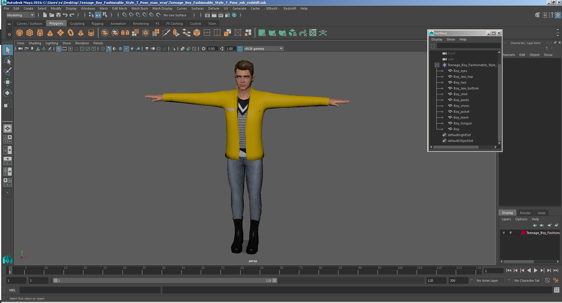 3D Teenage Boy Fashionable Style T Pose