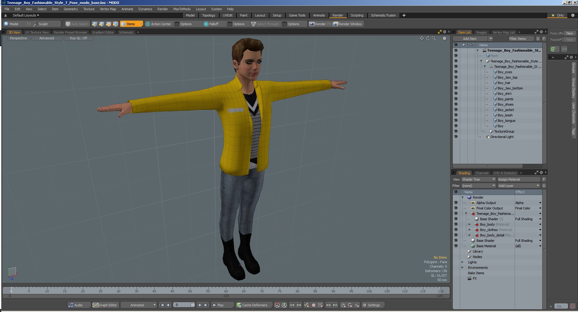 3D Teenage Boy Fashionable Style T Pose