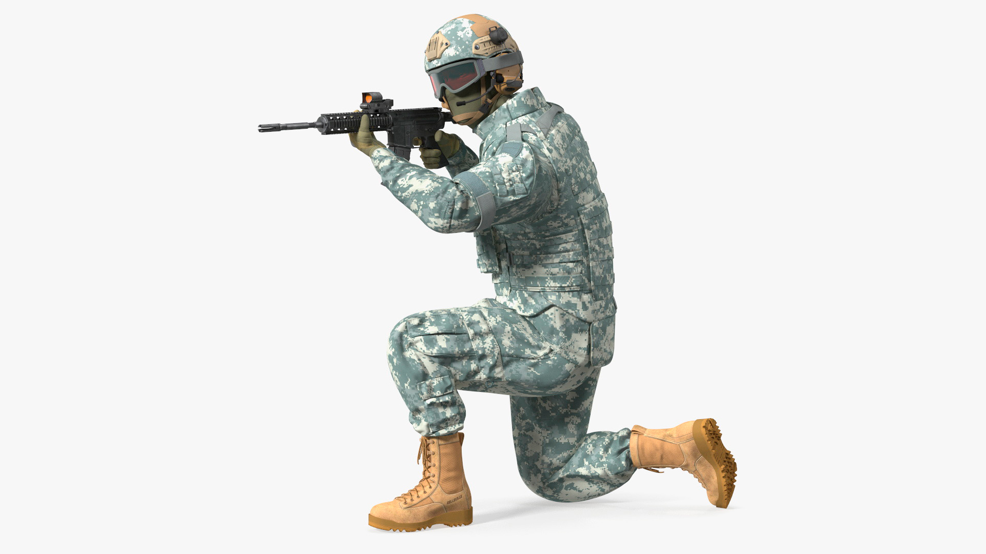 3D model Military Soldier in Grey Camo Rigged for Maya