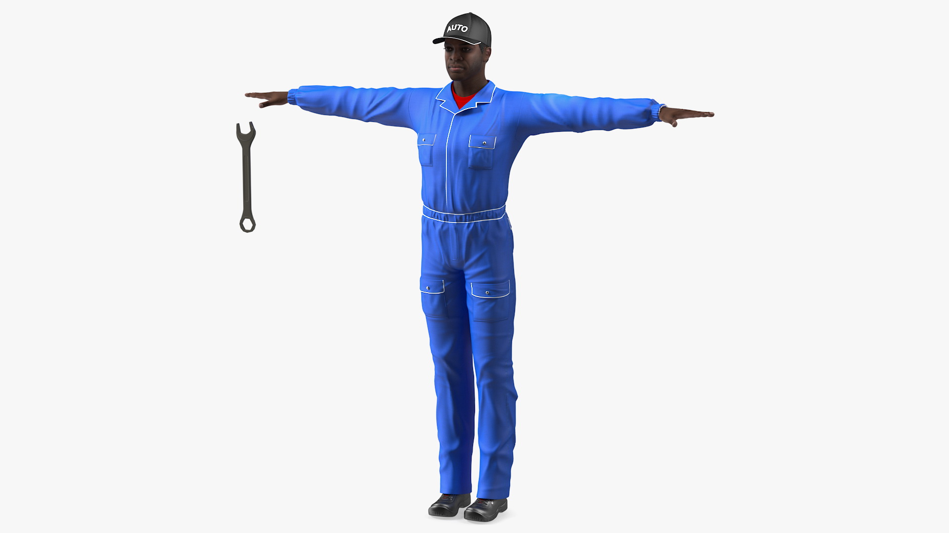 3D model Dark Skin Black Car Mechanic T Pose